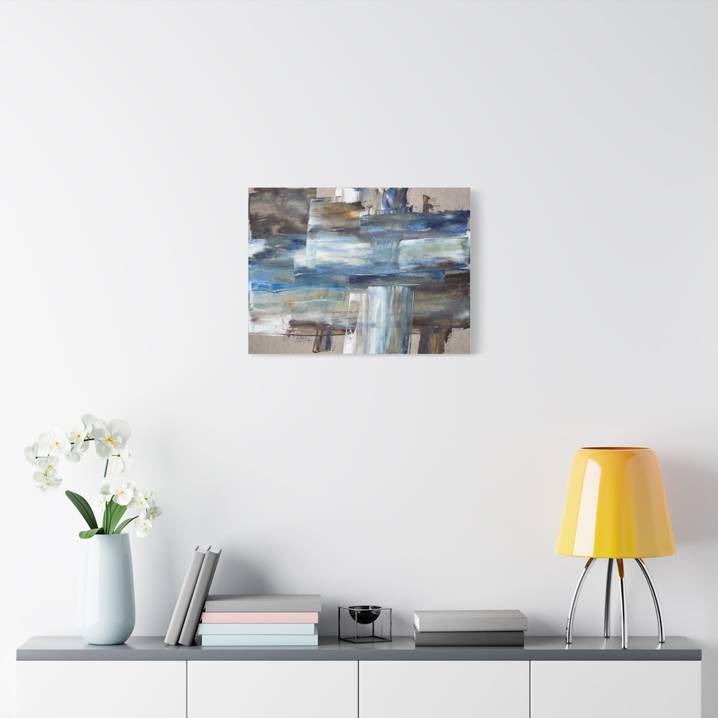 Abstract Blue Waterfall Matte Canvas Wall Art, Stretched 1.25"