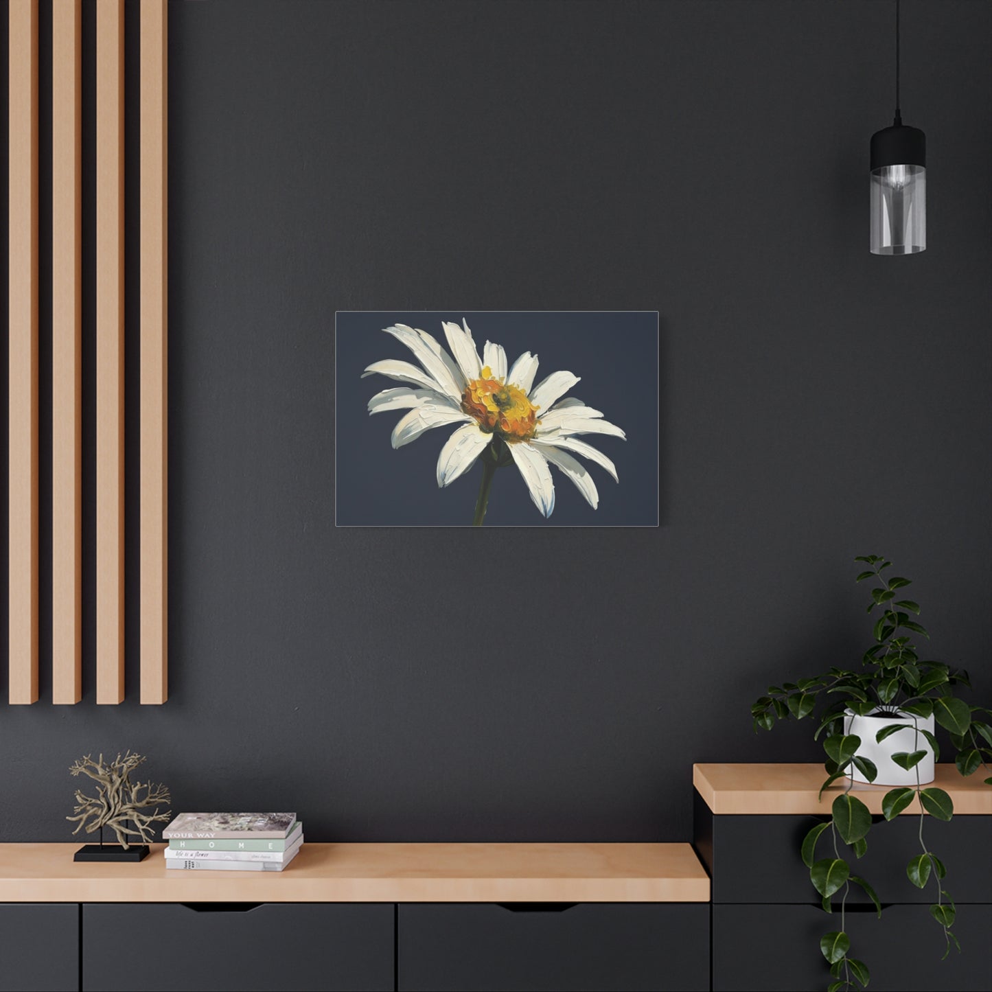 Daisy Oil-Paint Canvas Wall Art — Stretched Matte Floral Print
