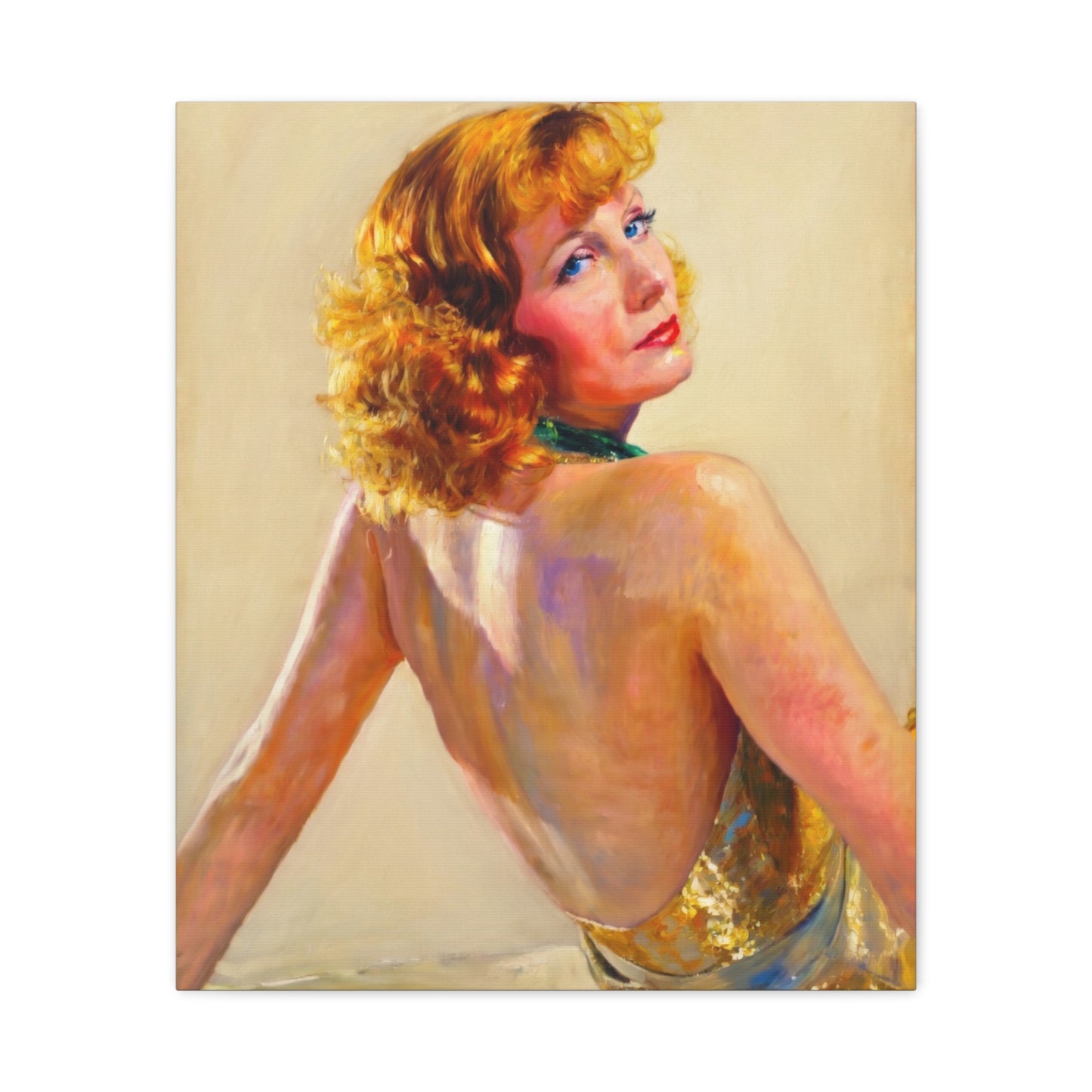Vintage Greta Garbo Glam Portrait Canvas