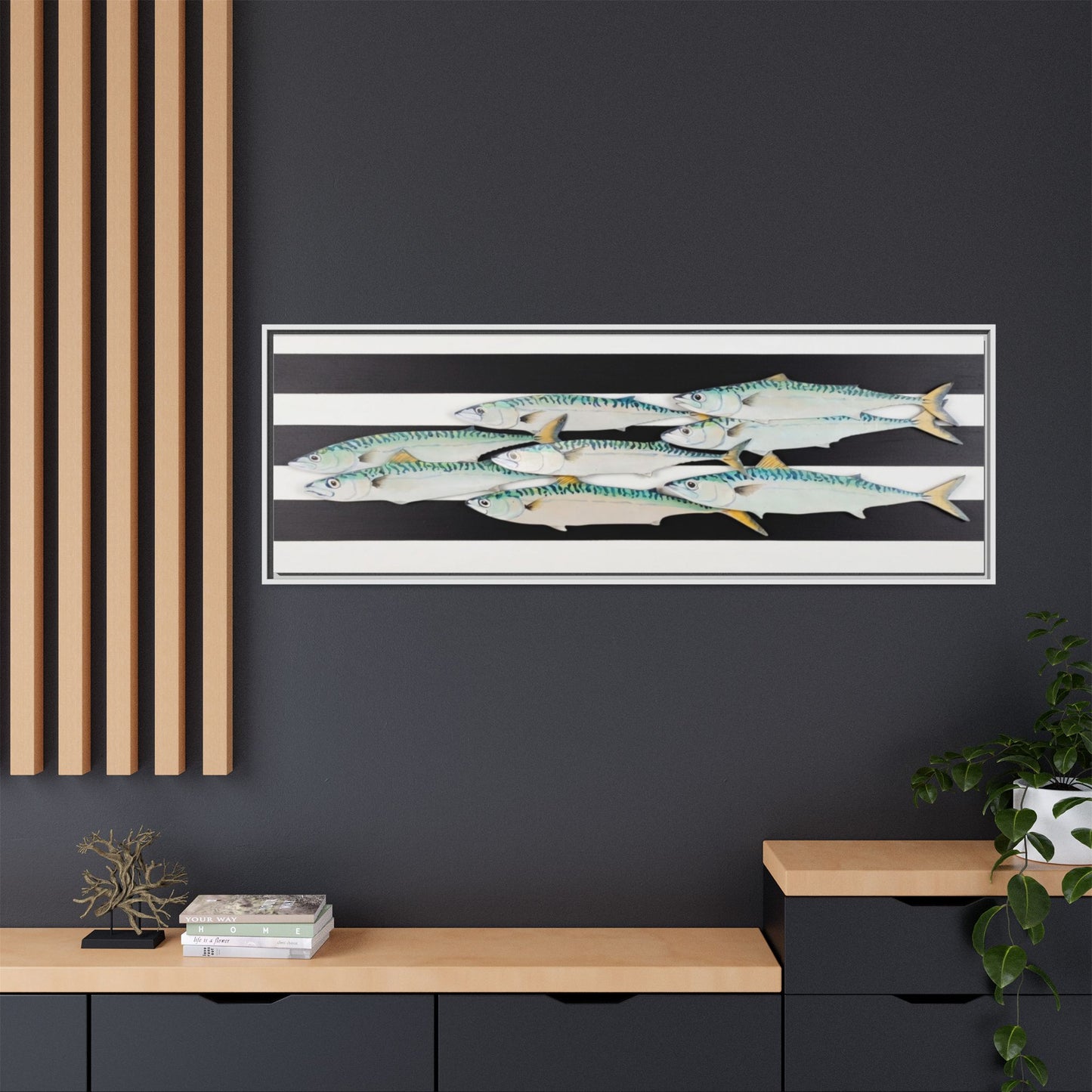 Striped Mackerel Canvas Print — Framed Matte Fish Wall Art