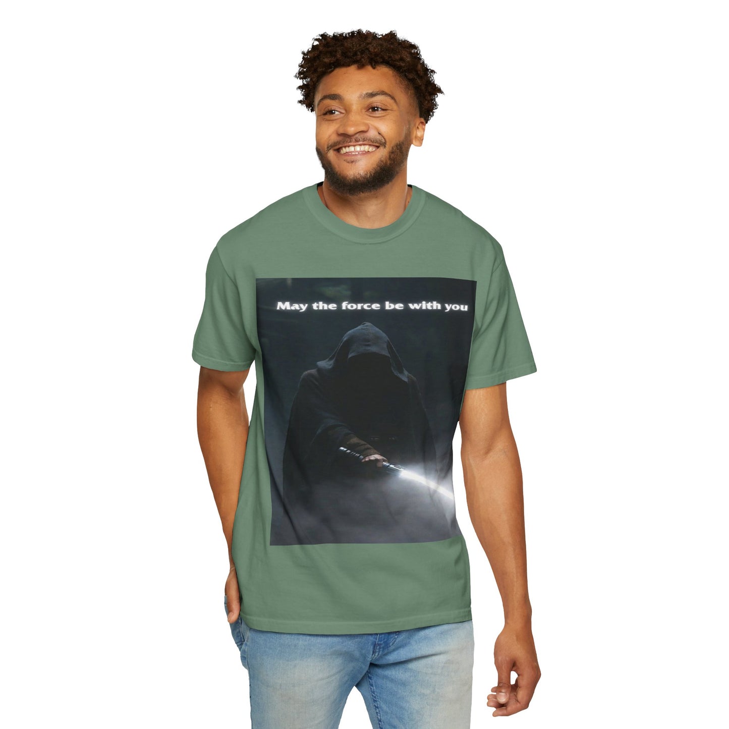 May the Force Be With You T-Shirt — Dark Hooded Lightsaber Graphic Tee