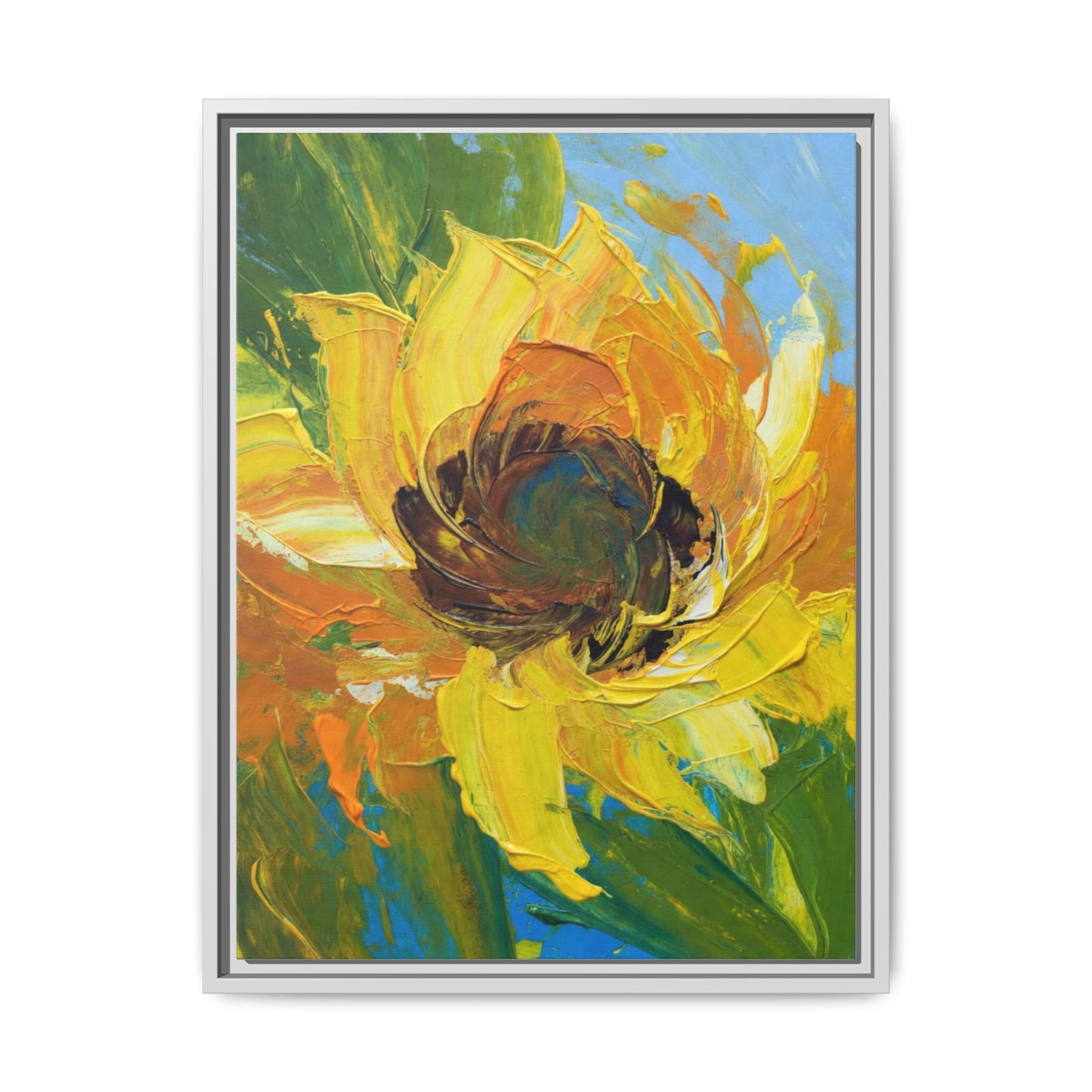 Framed Sunflower Abstract Matte Canvas Print
