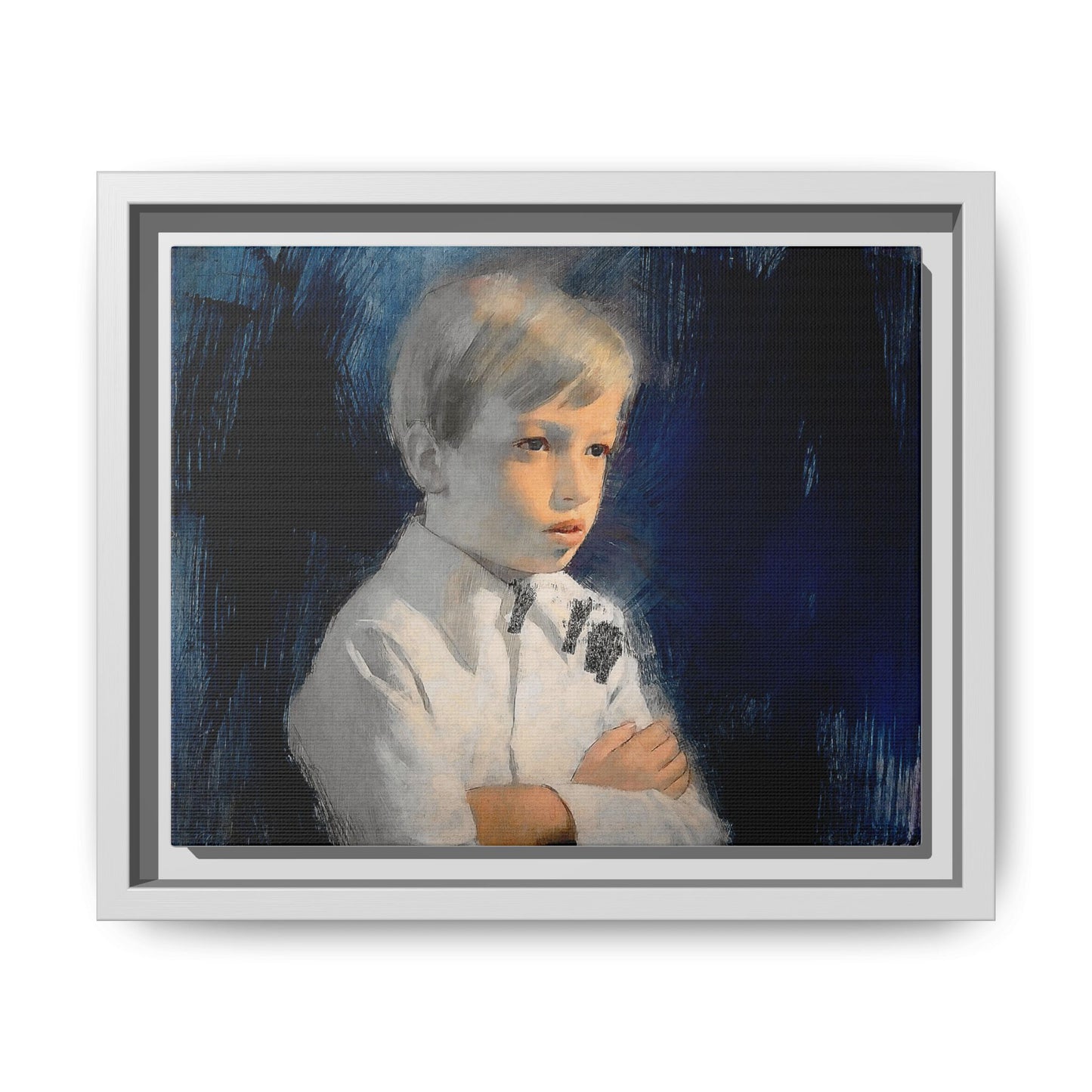 Painting of boy by Unknown Artist Framed Matte Canvas Wall Art Print