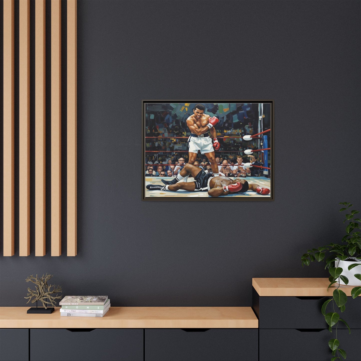 Framed Boxing Ring Canvas Print — Muhammad Ali Iconic Knockout Sport Art