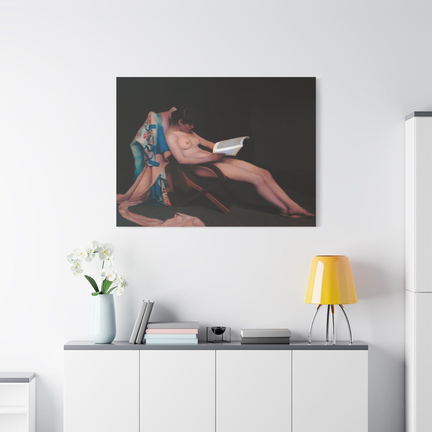The reading girl by Theodore Roussel Matte Canvas Wall Art Print
