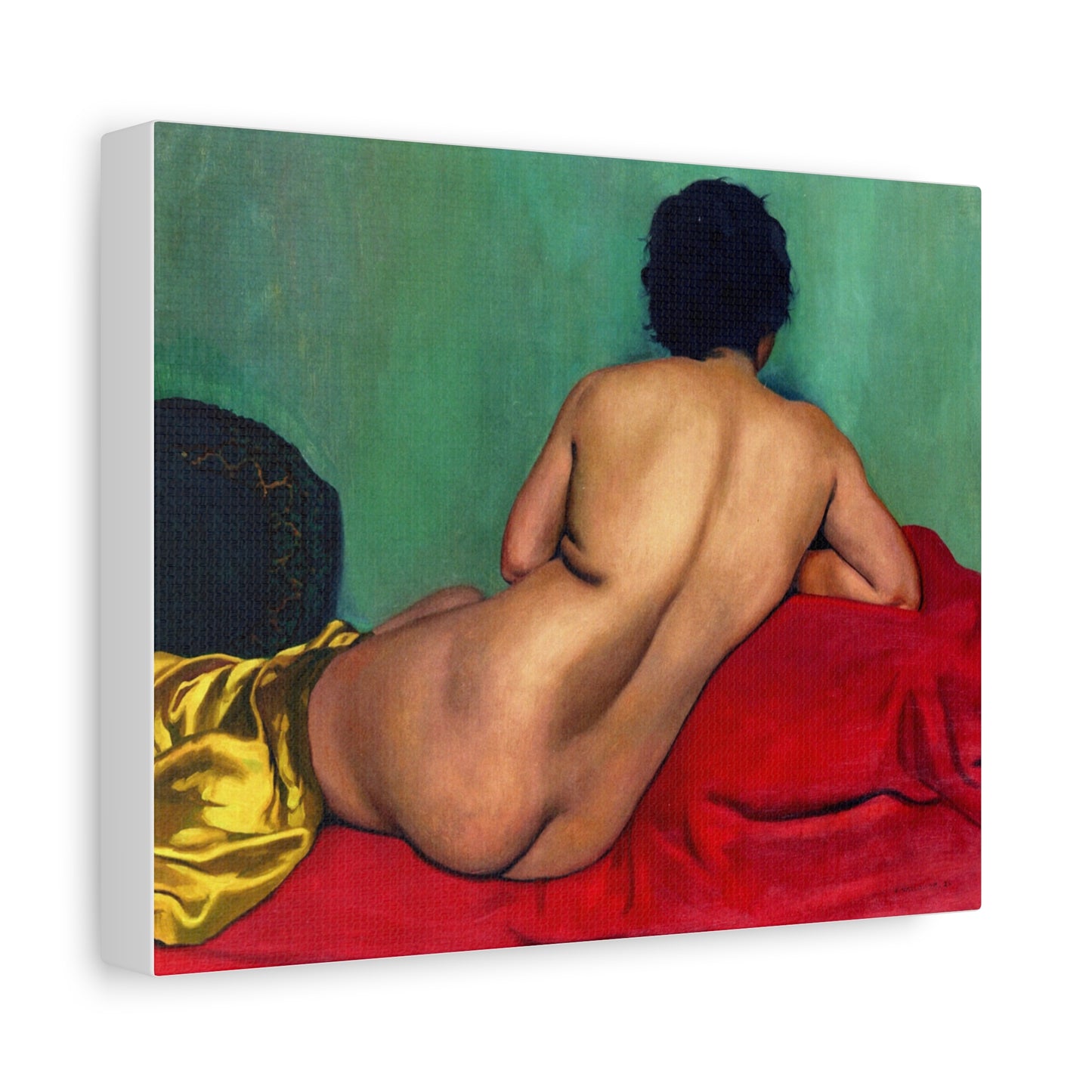 Nu de dos sur un canapé rouge by Félix Vallotton Matte Canvas Wall Art Print