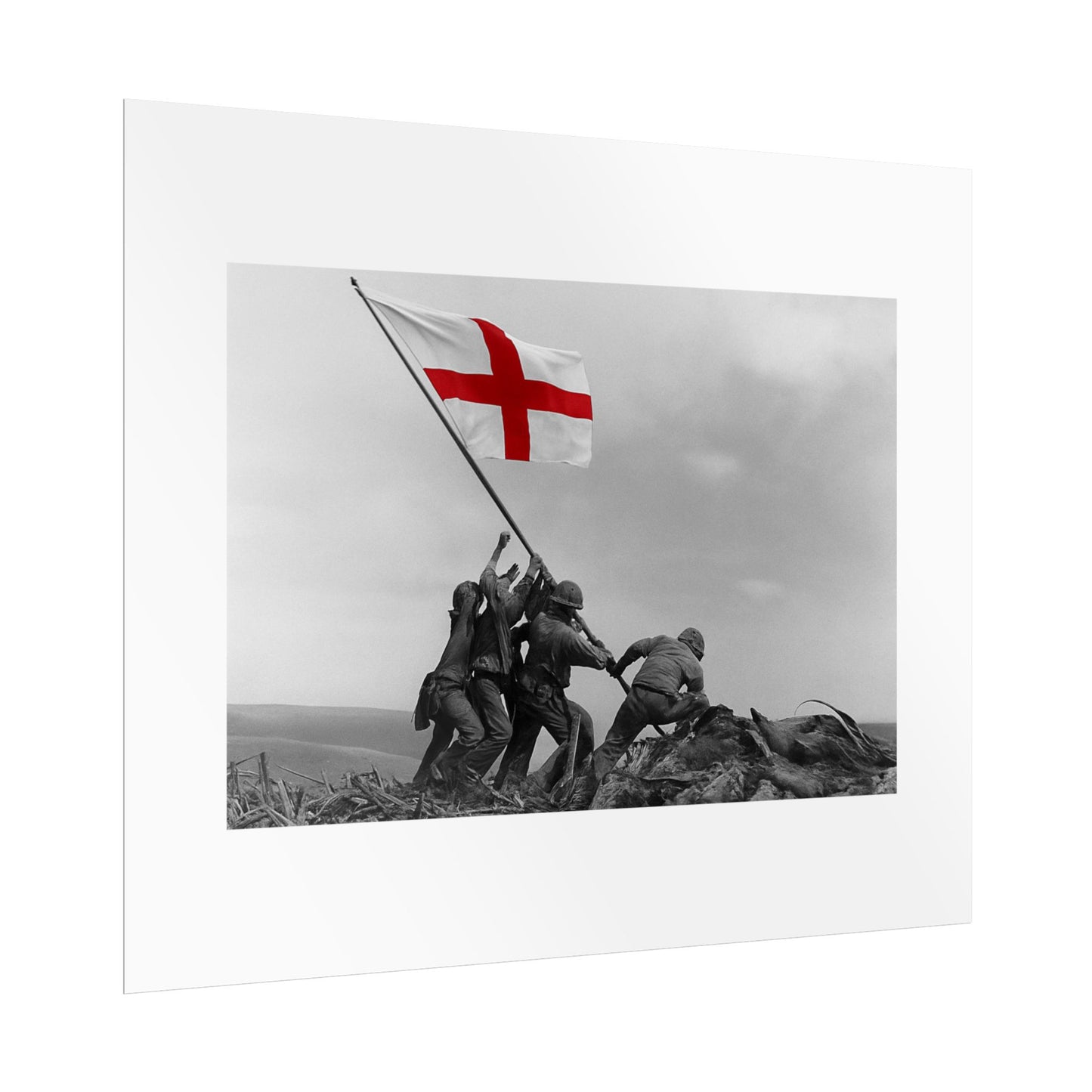 Raising the St George  by Unknown attributed to Joe Rosenthal Wall Art Print