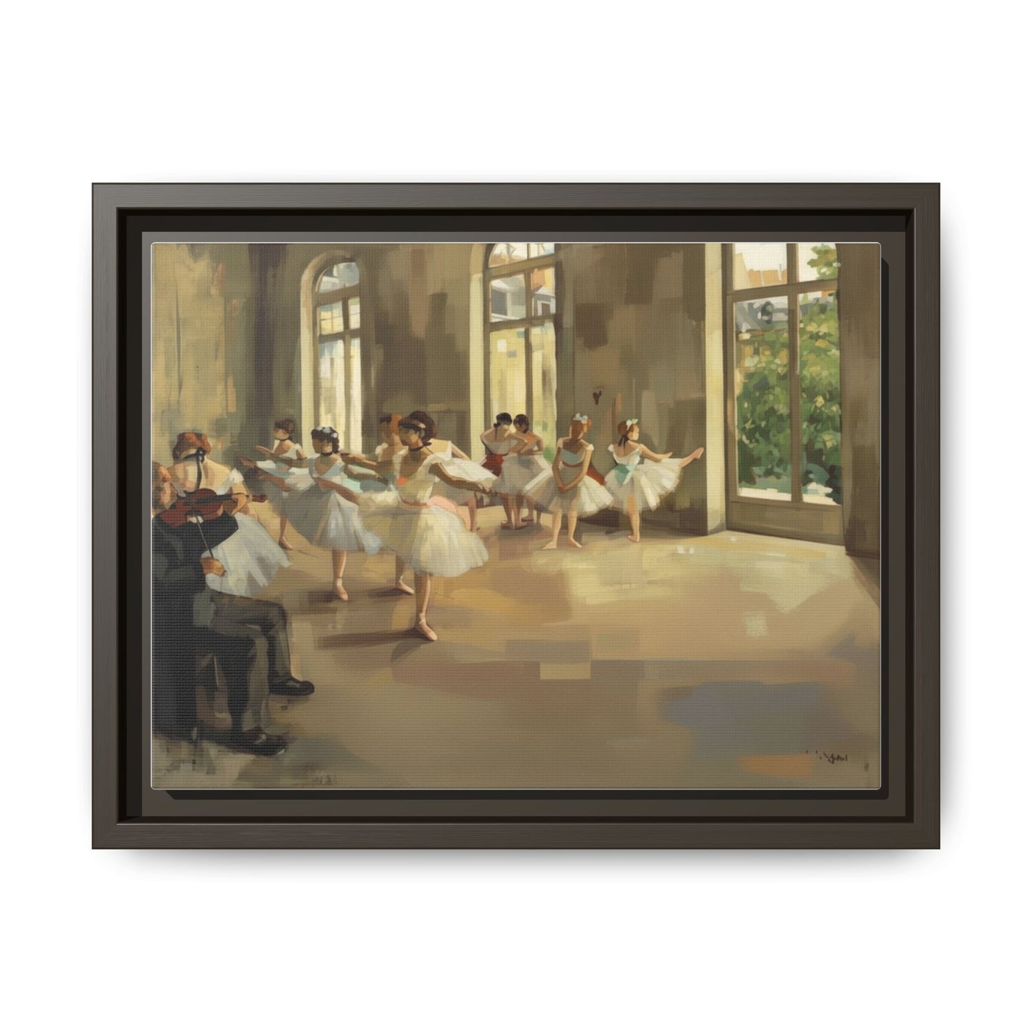 Framed Matte Canvas Print — Ballet Class Scene (Impressionist Dancers)