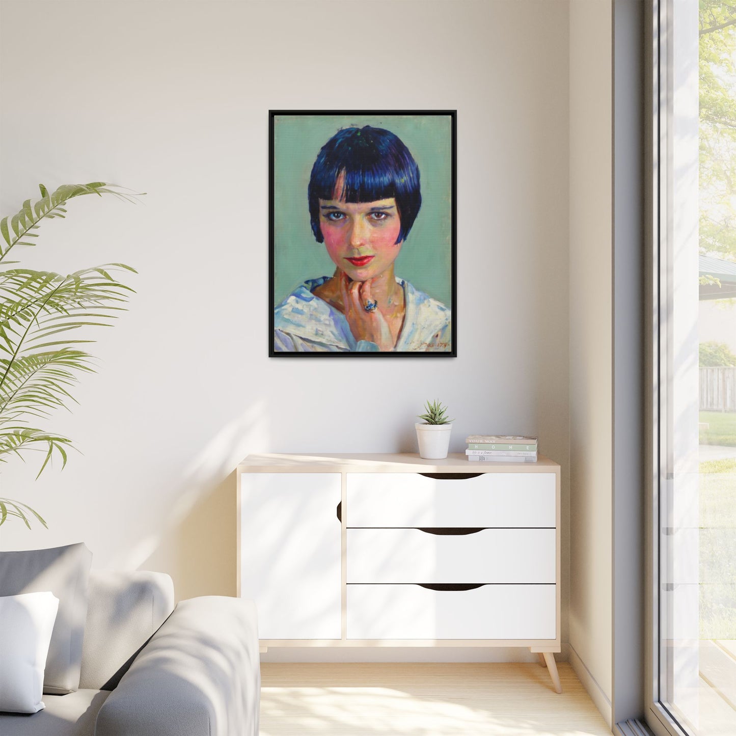 Framed Matte Canvas Portrait Print — Vintage Flapper Woman