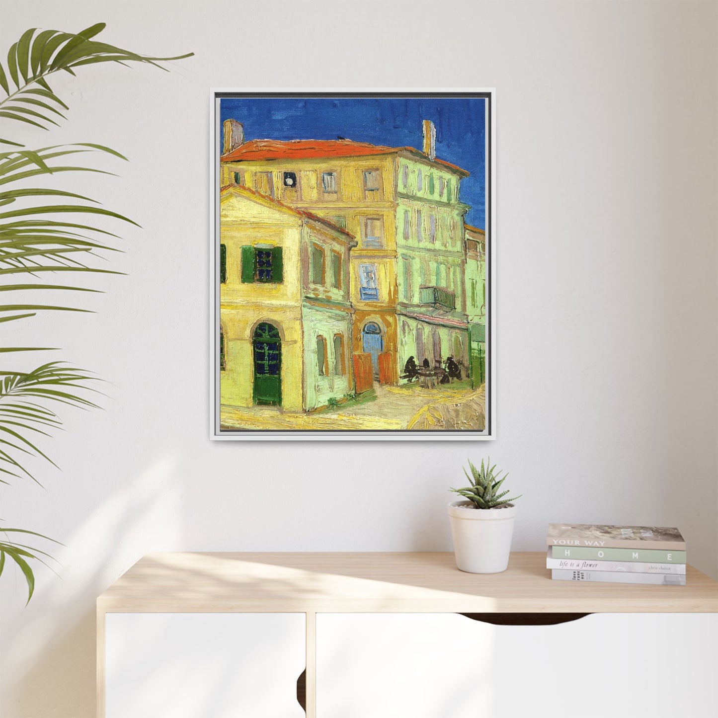 Mediterranean Street Scene Matte Canvas Framed Wall Art