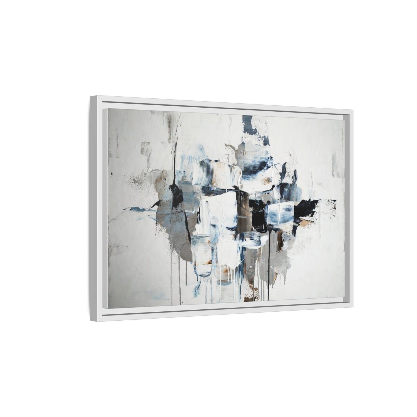 Framed Abstract Canvas Art — Blue Neutral Modern Wall Print
