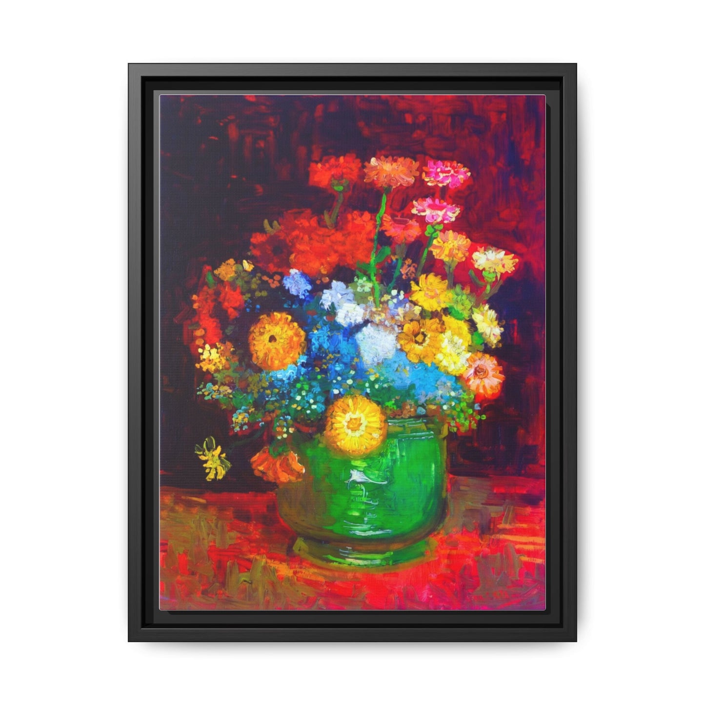 Framed Floral Canvas Print — Colorful Bouquet Wall Art