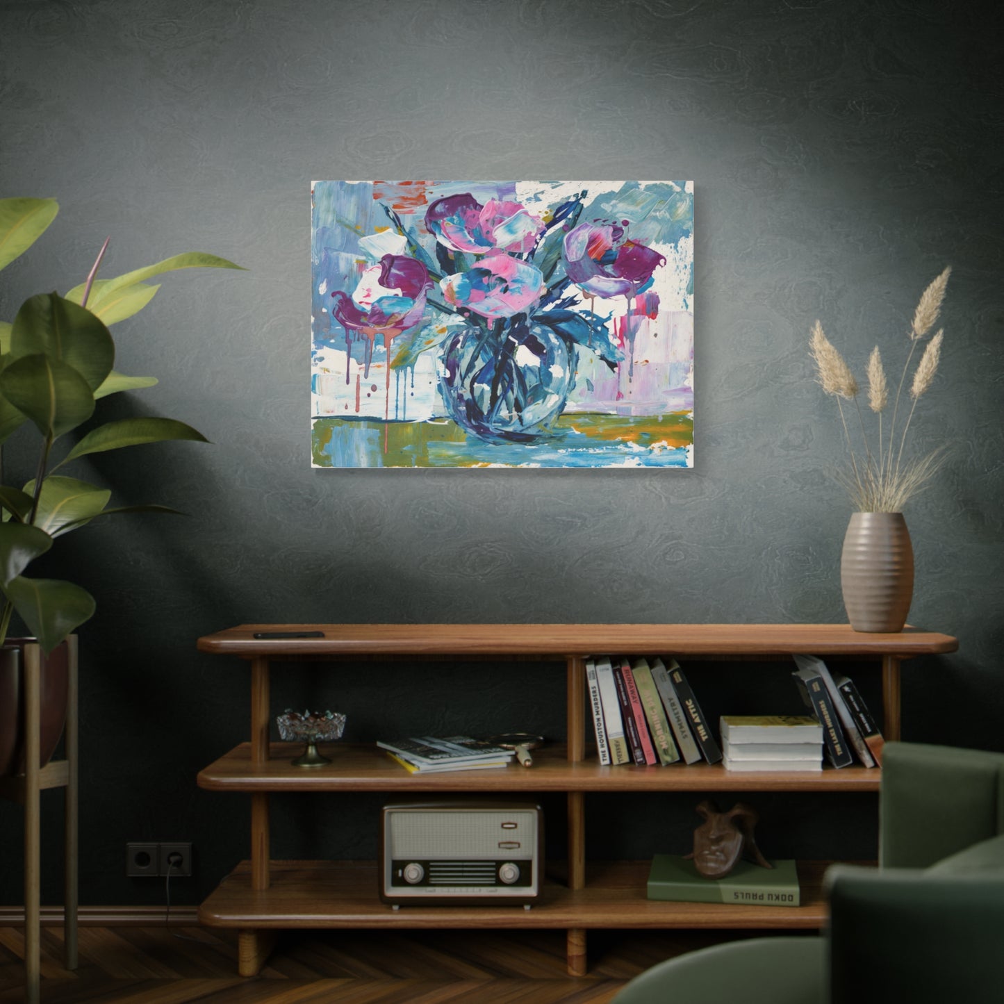 Abstract Floral Canvas Wall Art — Colorful Bouquet Matte Stretched Canvas