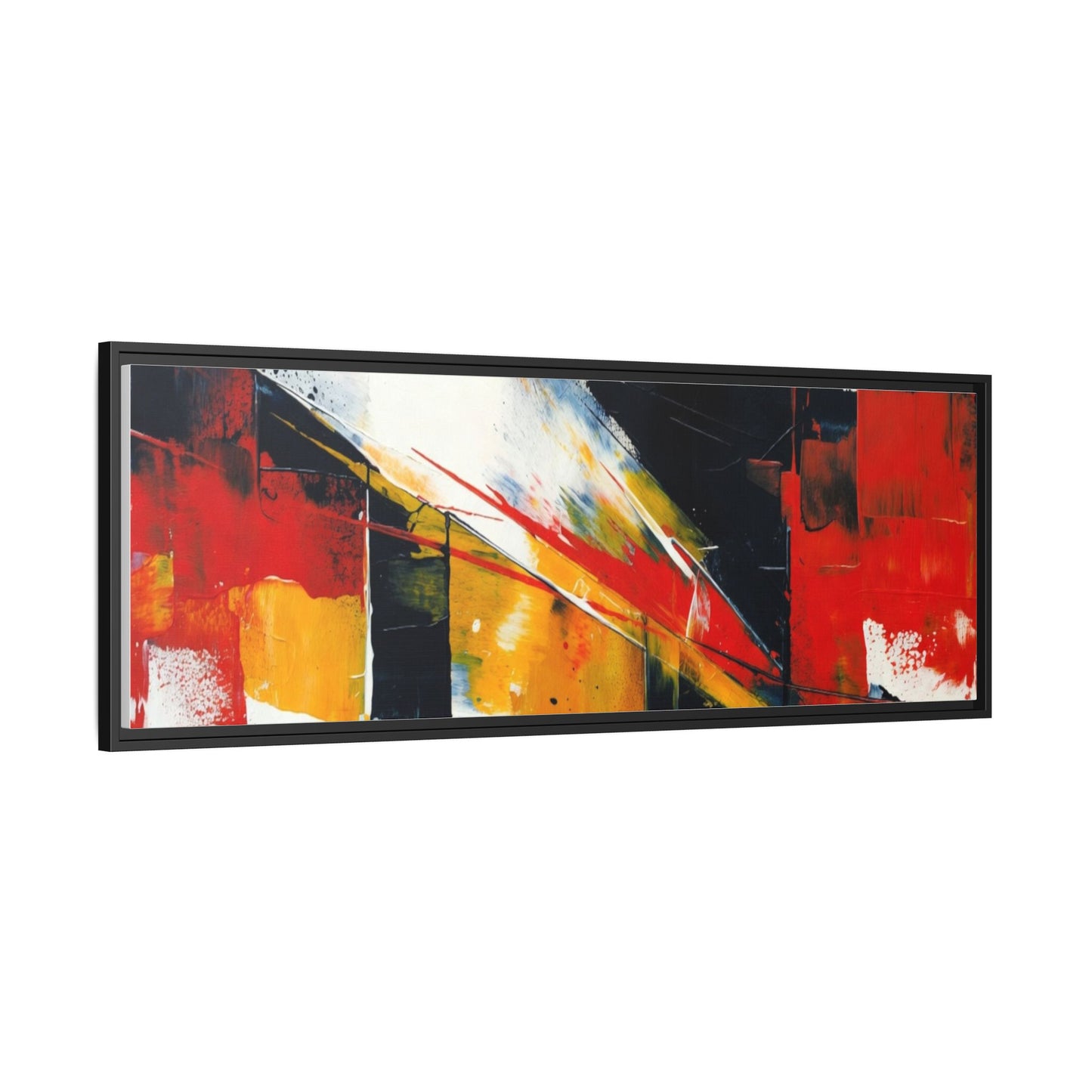 Abstract Red & Black Framed Canvas Print — Modern Geometric Wall Art