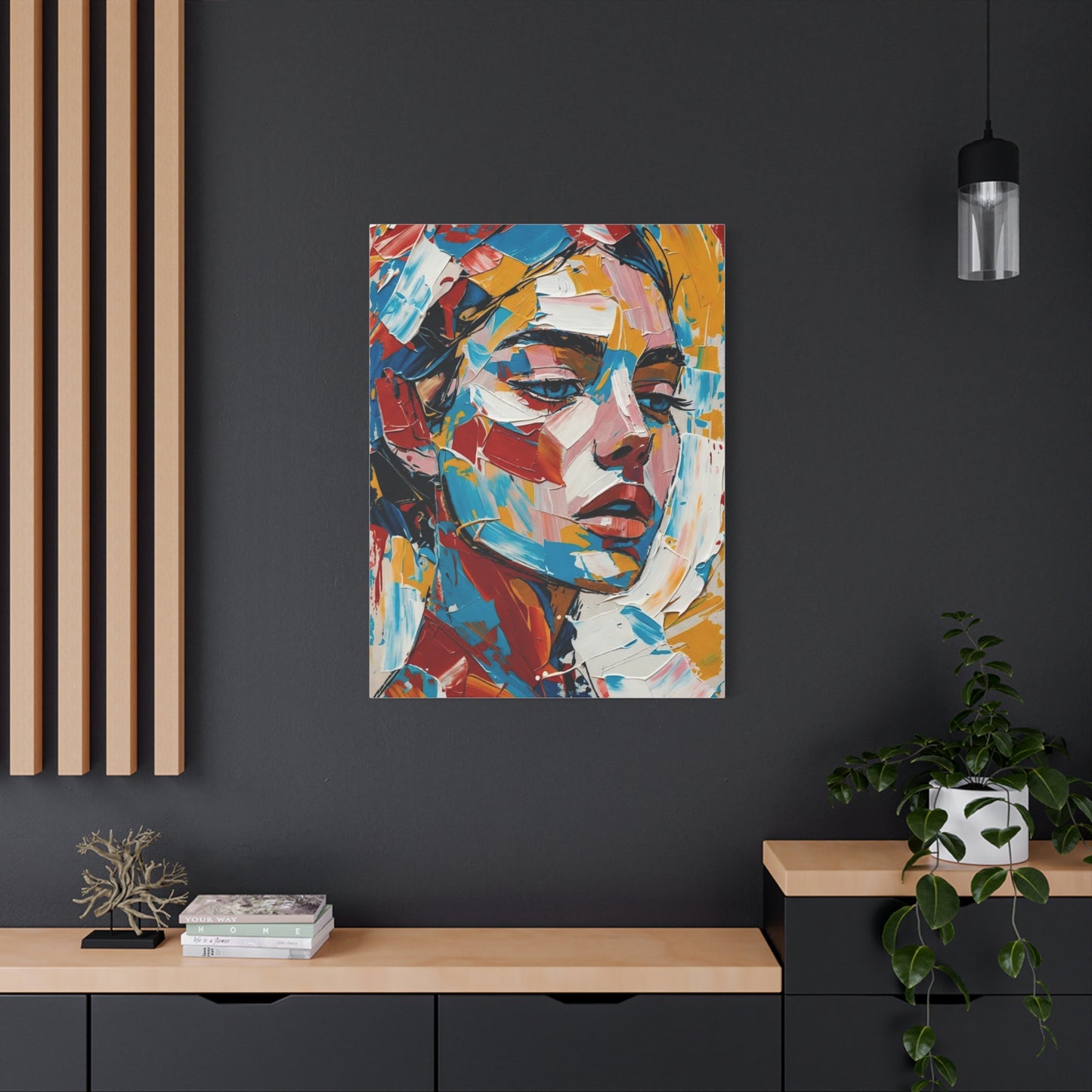 Abstract Colorful Portrait Matte Canvas Print — Modern Stretched Wall Art