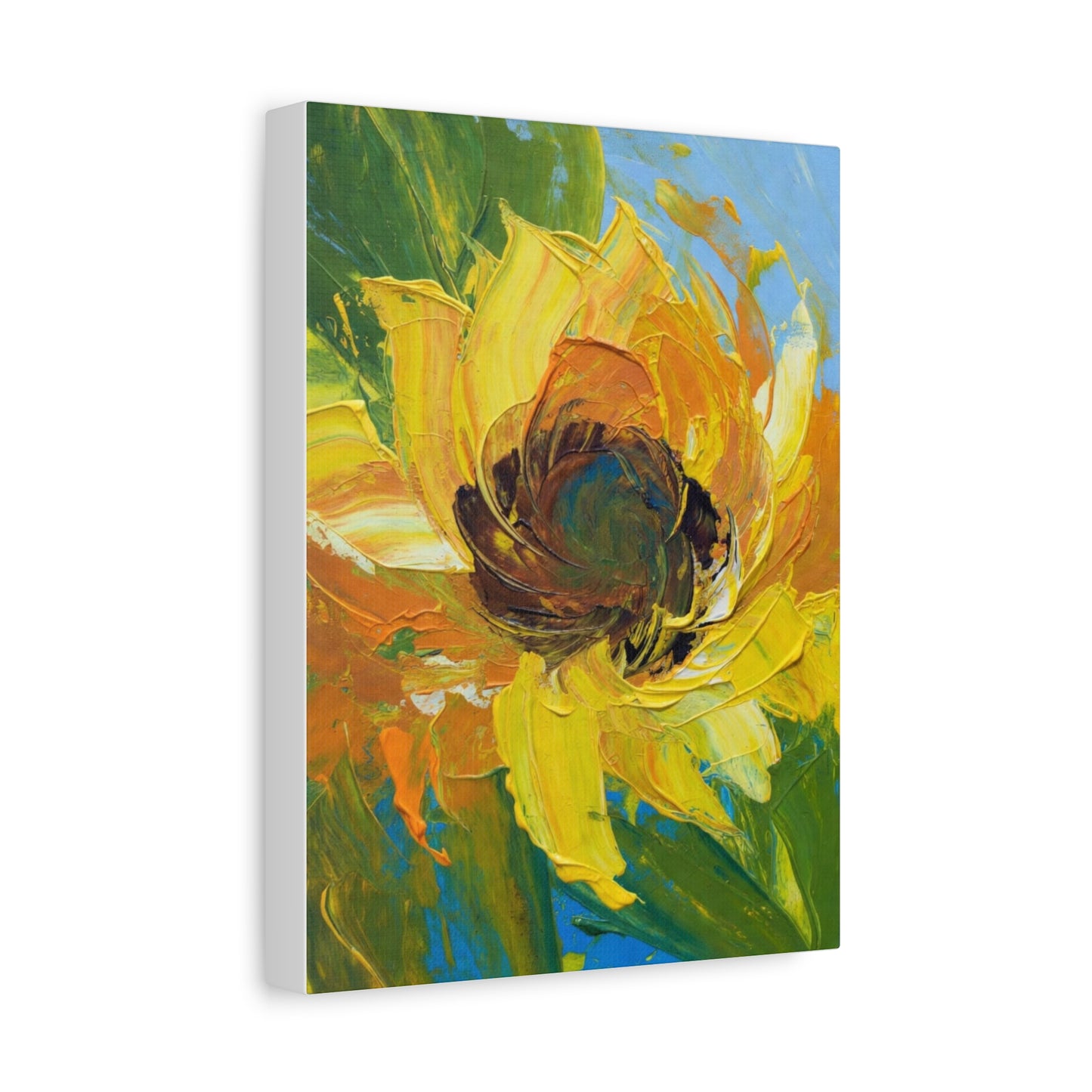Sunflower Abstract Matte Canvas Wall Art — Bright Floral Painting on Stretched Canvas
