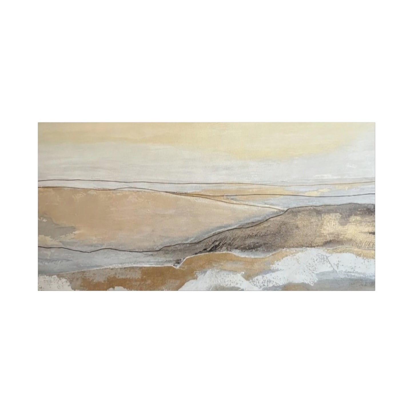 Abstract Coastal Landscape Canvas — Neutral Seascape Matte Stretched Wall Art