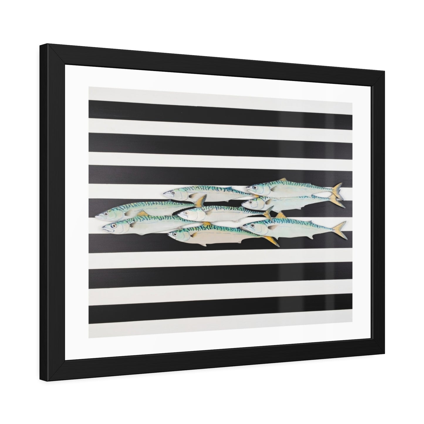 Framed Poster – Striped School of Fish Nautical Wall Art