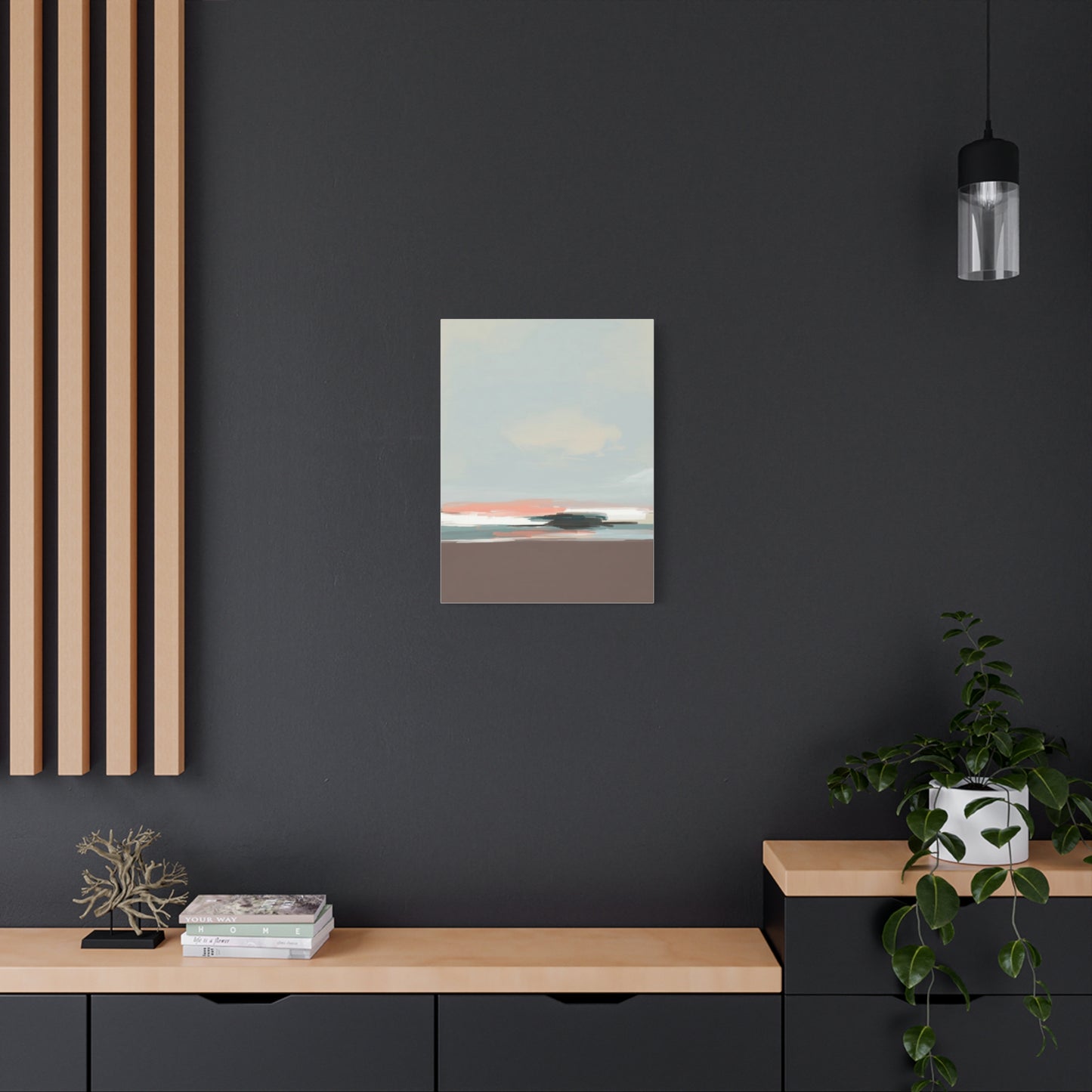 Coastal Abstract Canvas Art – Soft Pastel Seascape Matte Stretched Canvas