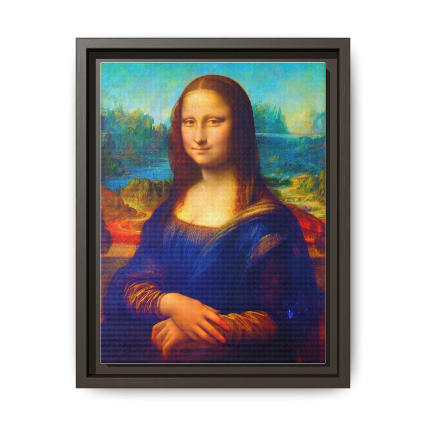 Framed Matte Canvas Print — Colorful Mona Lisa Wall Art