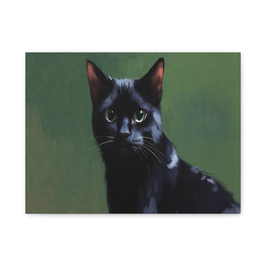 Black Cat Portrait Canvas - Matte Stretched Wall Art