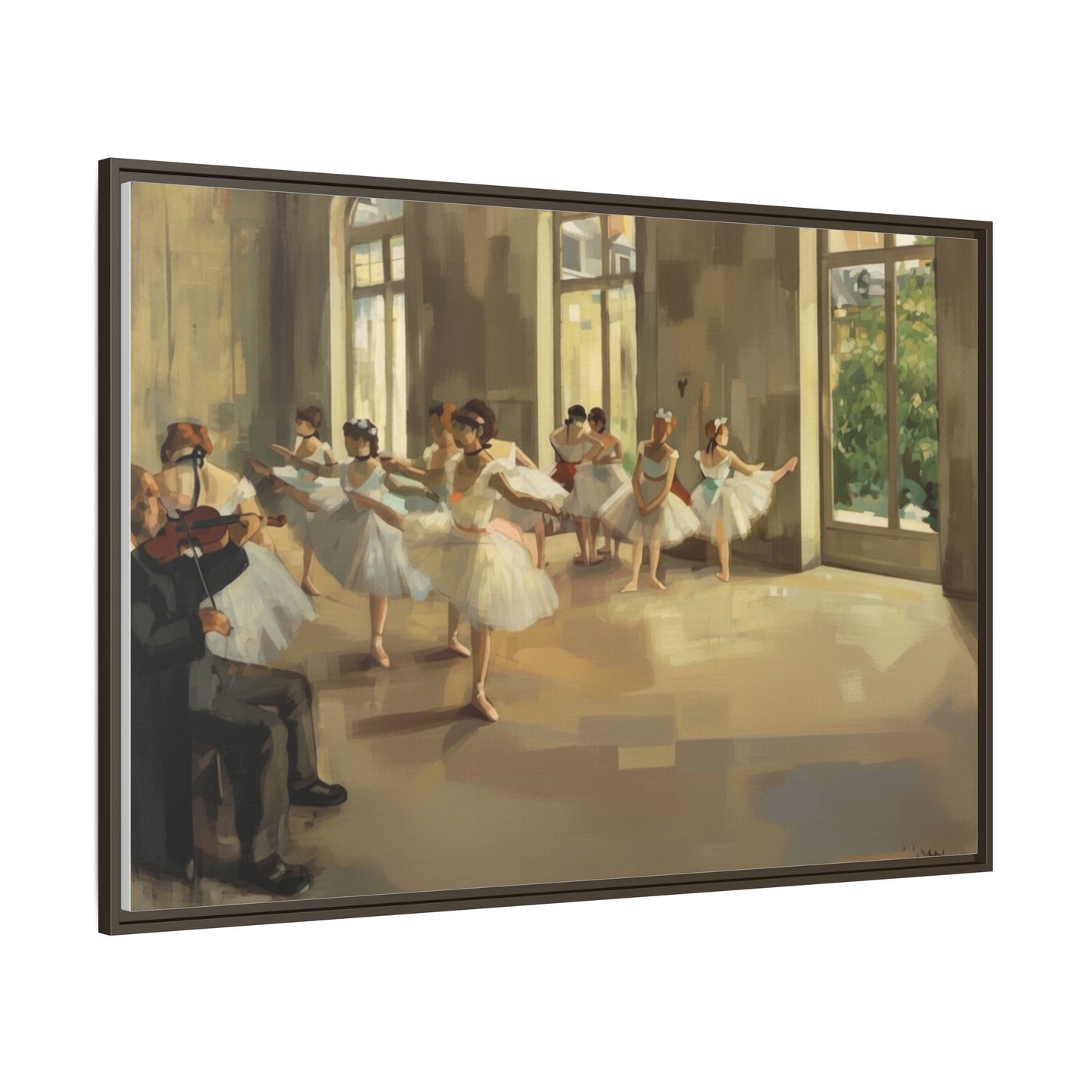 Framed Matte Canvas Print — Ballet Class Scene (Impressionist Dancers)