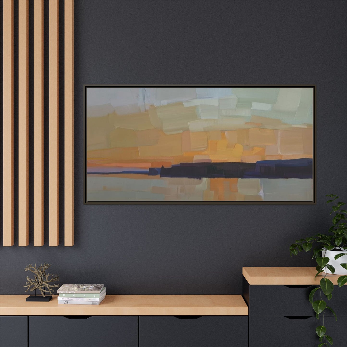 Framed Matte Canvas Sunset Abstract Landscape Art Print