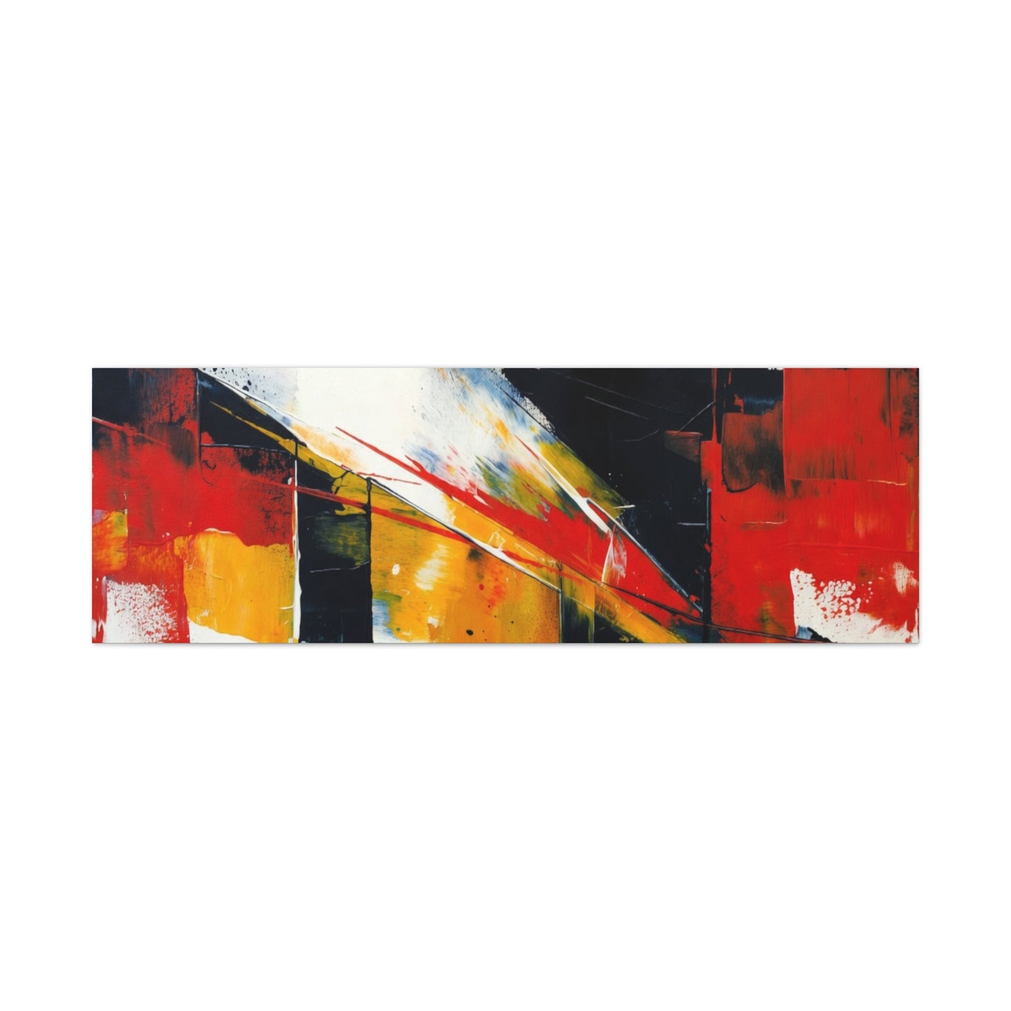 Abstract Geometric Canvas Art — Bold Red & Black Modern Wall Painting