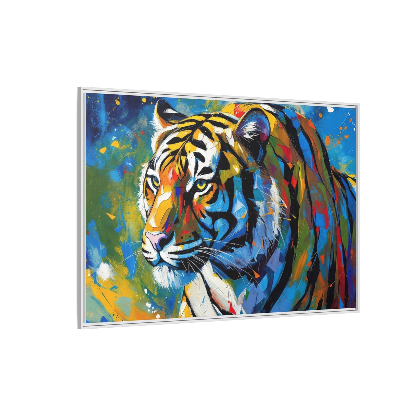 Colorful Tiger Matte Canvas Framed Art — Vibrant Wildlife Wall Decor