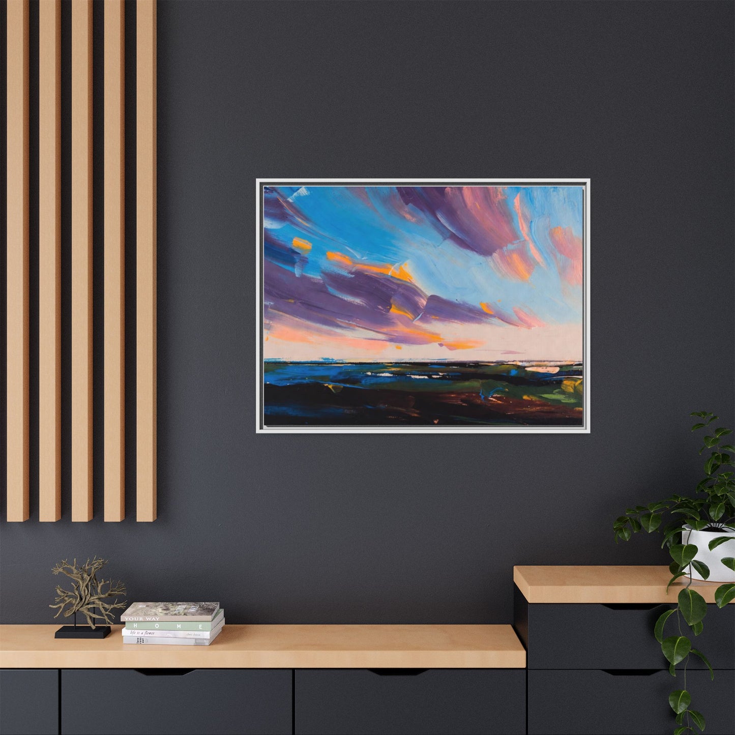 Framed Matte Canvas Abstract Seascape Sunset Art Print