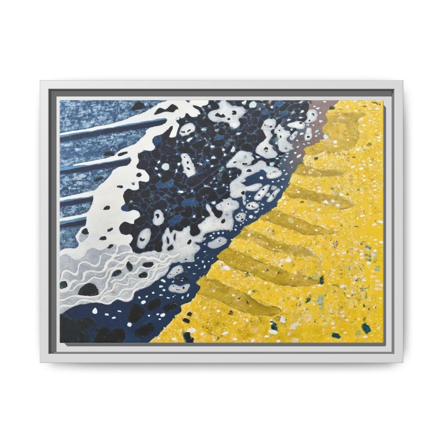 Framed Abstract Ocean & Sand Matte Canvas Print