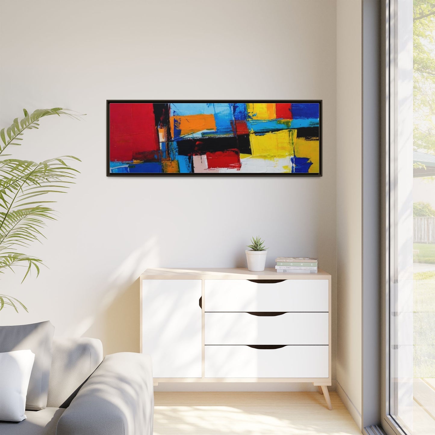 Abstract Color Block Matte Canvas Framed Wall Art
