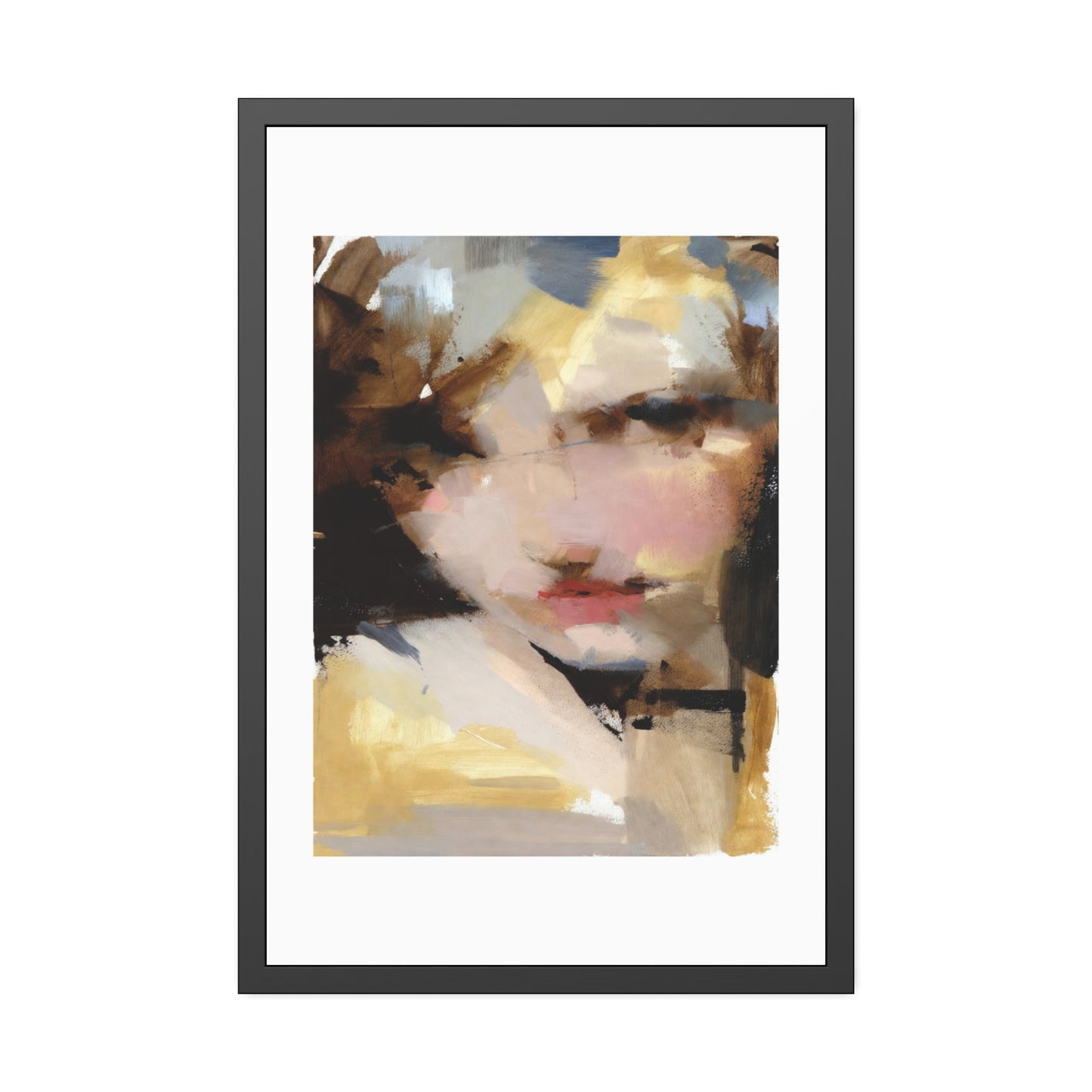 Abstract Portrait Framed Poster – Modern Impressionist Wall Art