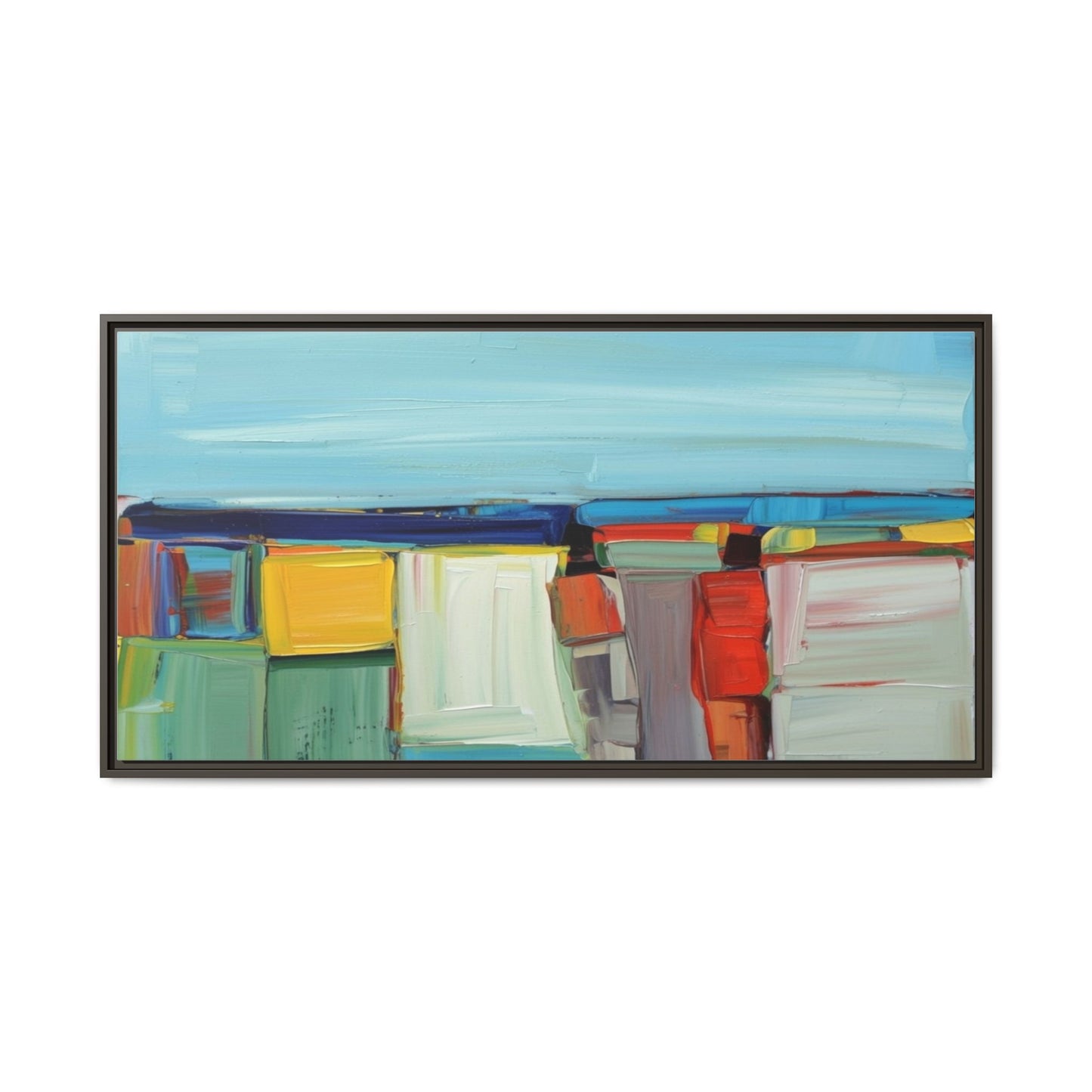 Abstract Coastal Blocks Matte Canvas Print (Framed)
