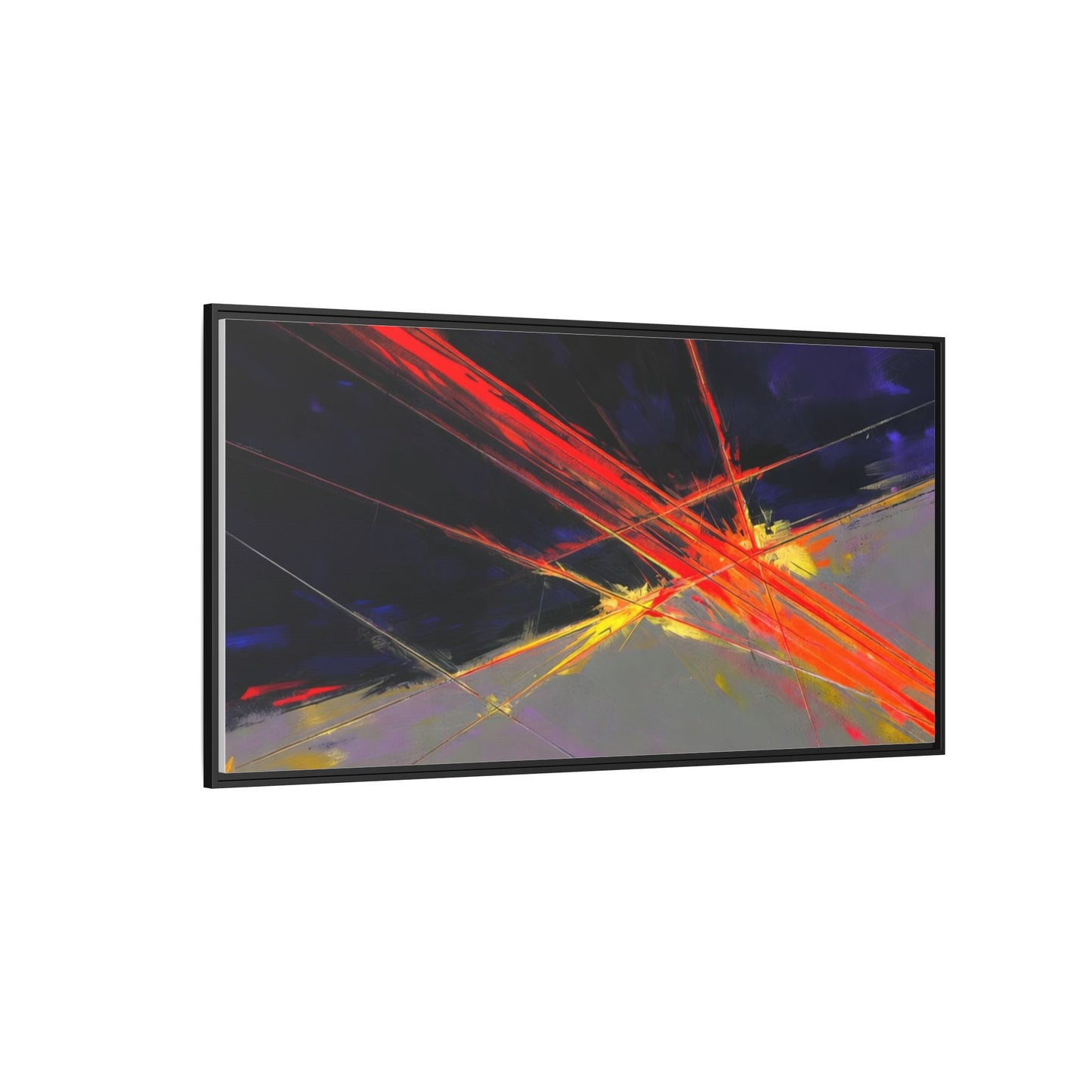 Abstract Red Streaks Framed Matte Canvas Art — Modern Multi‑Color Wall Decor