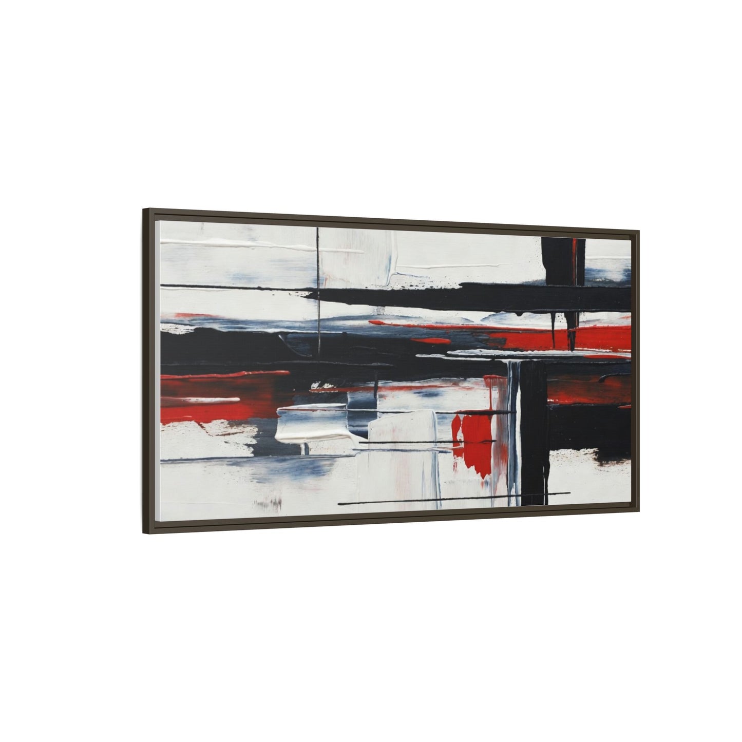 Abstract Red & Black Framed Canvas Art — Modern Matte Wall Painting