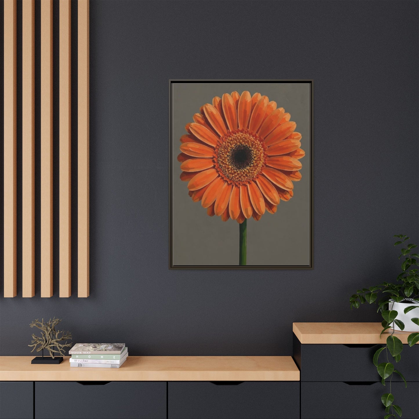 Orange Gerbera Daisy Matte Canvas Print (Framed)