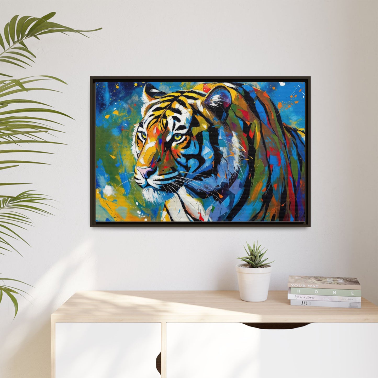 Colorful Tiger Matte Canvas Framed Art — Vibrant Wildlife Wall Decor