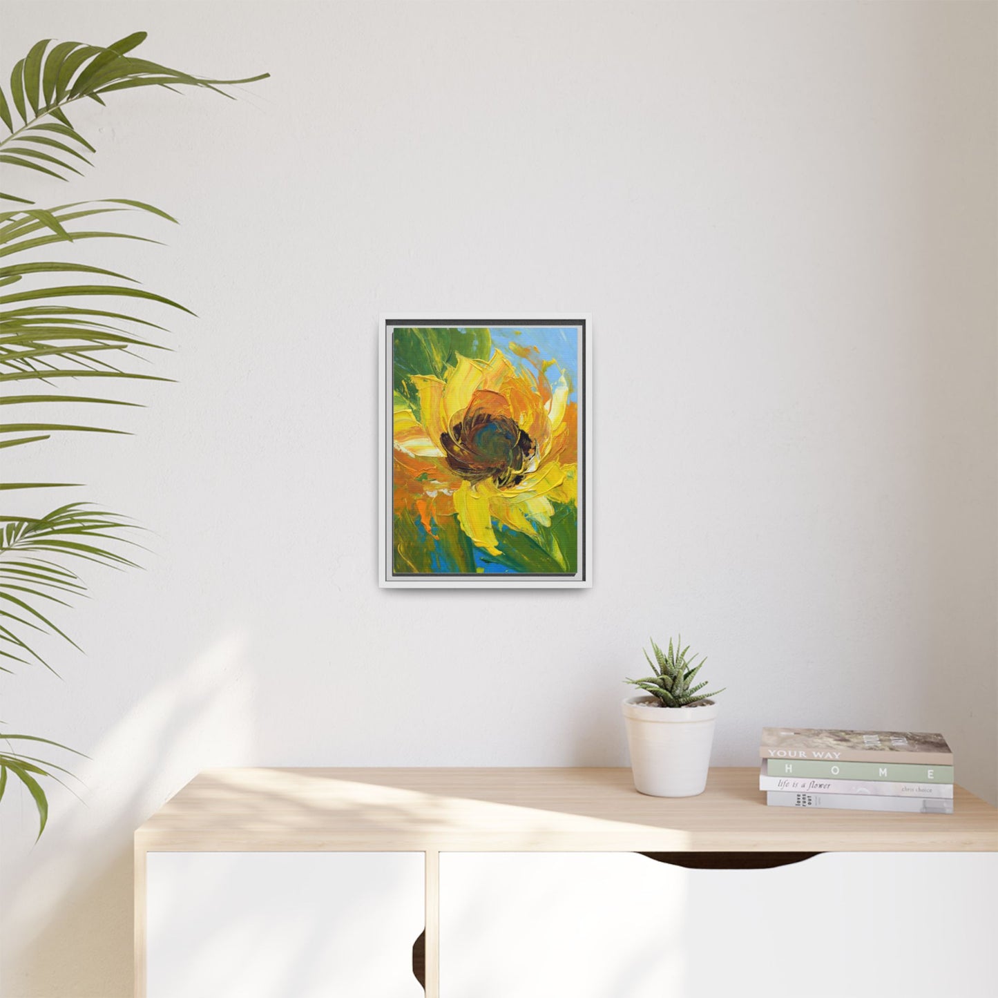 Framed Sunflower Abstract Matte Canvas Print