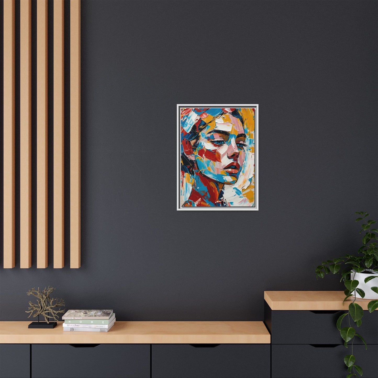 Colorful Abstract Portrait Framed Canvas Print