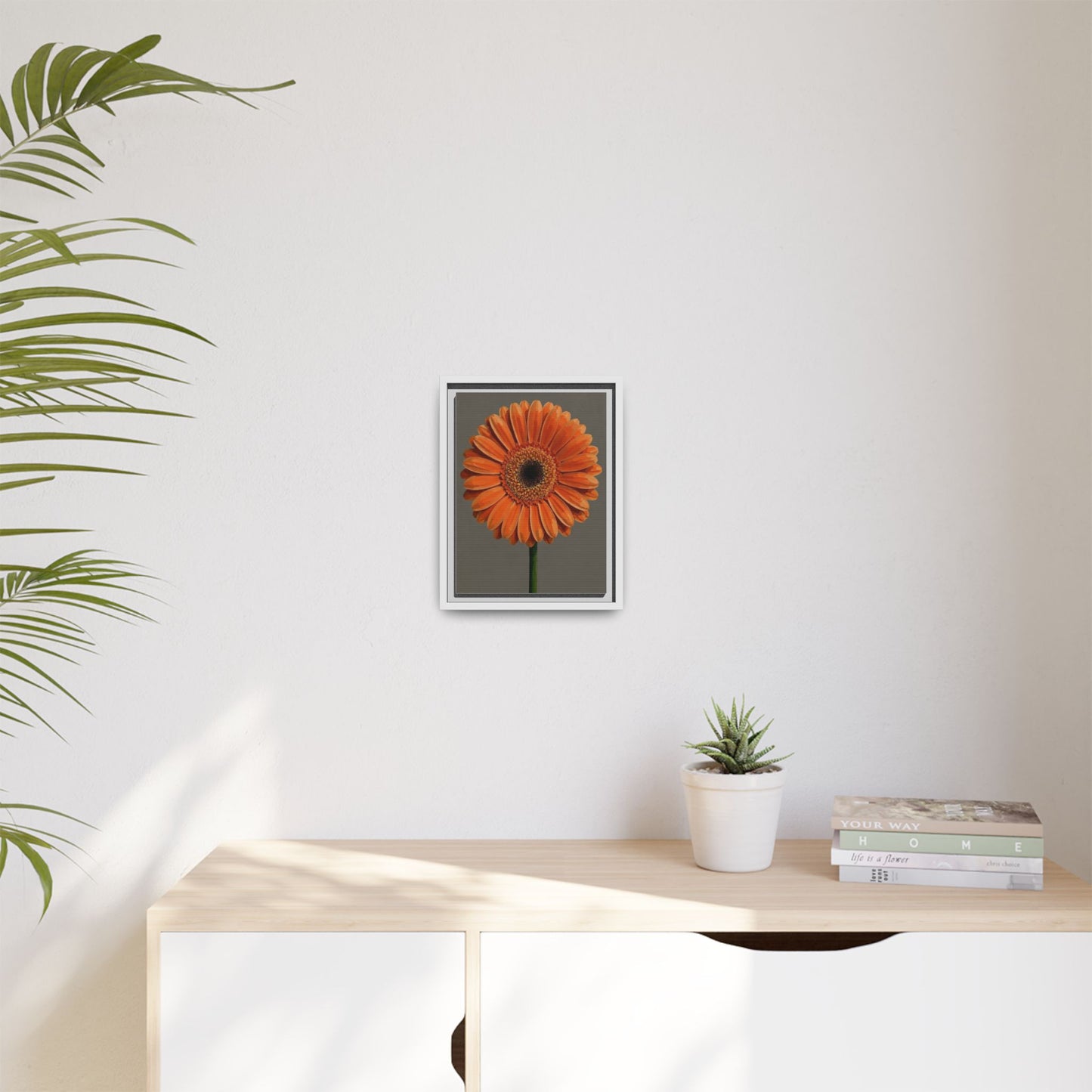 Orange Gerbera Daisy Matte Canvas Print (Framed)