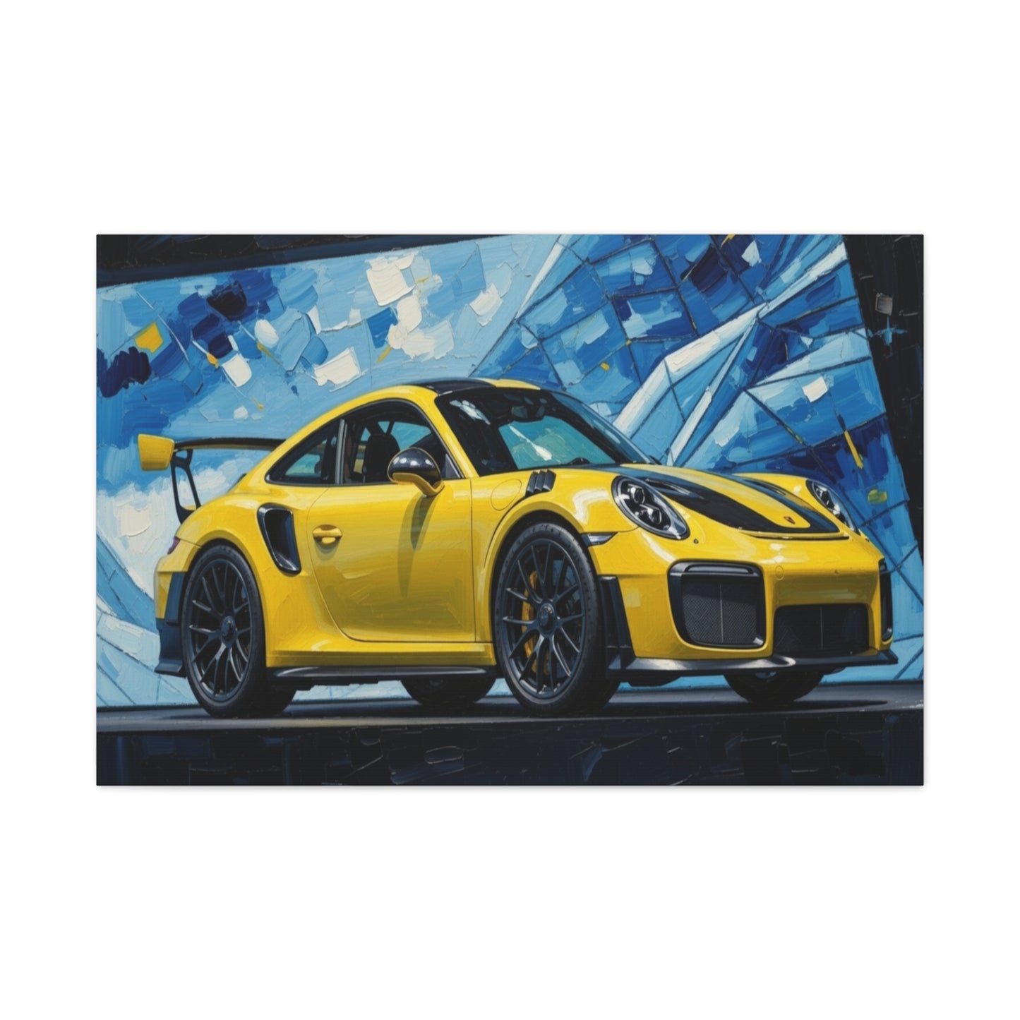 Yellow Porsche Sports Car Canvas Print — Modern Automotive Wall Art