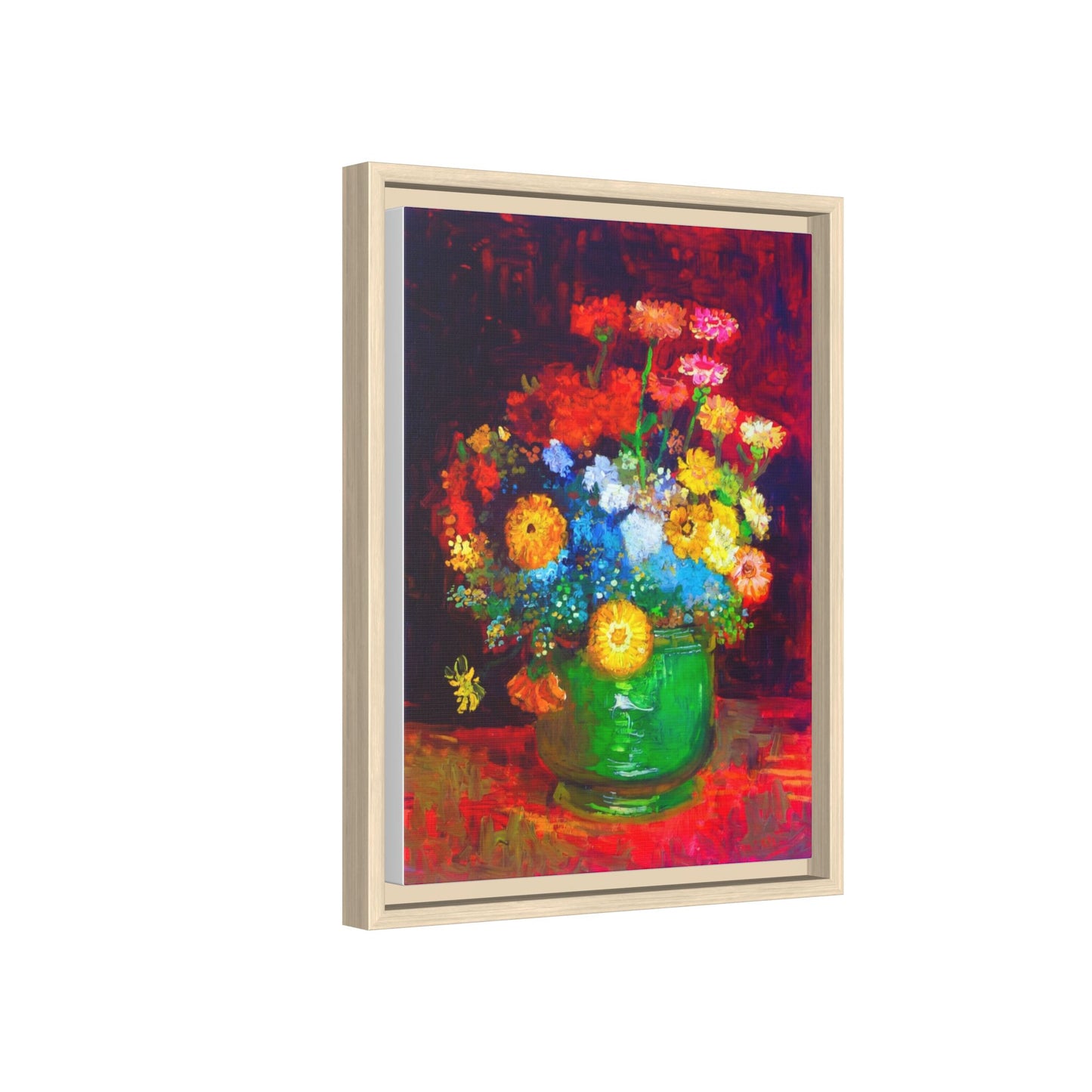 Framed Floral Canvas Print — Colorful Bouquet Wall Art