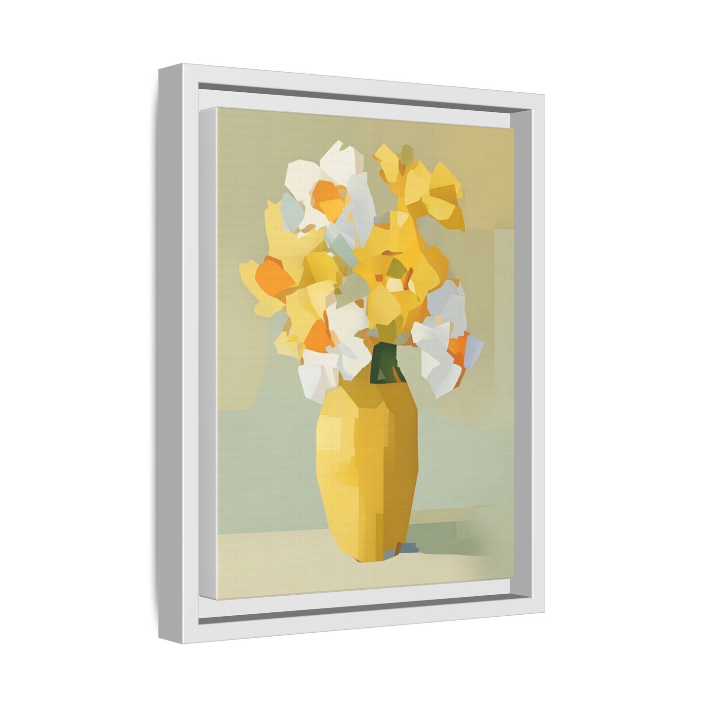 Framed Floral Canvas Print — Yellow Vase Bouquet Wall Art