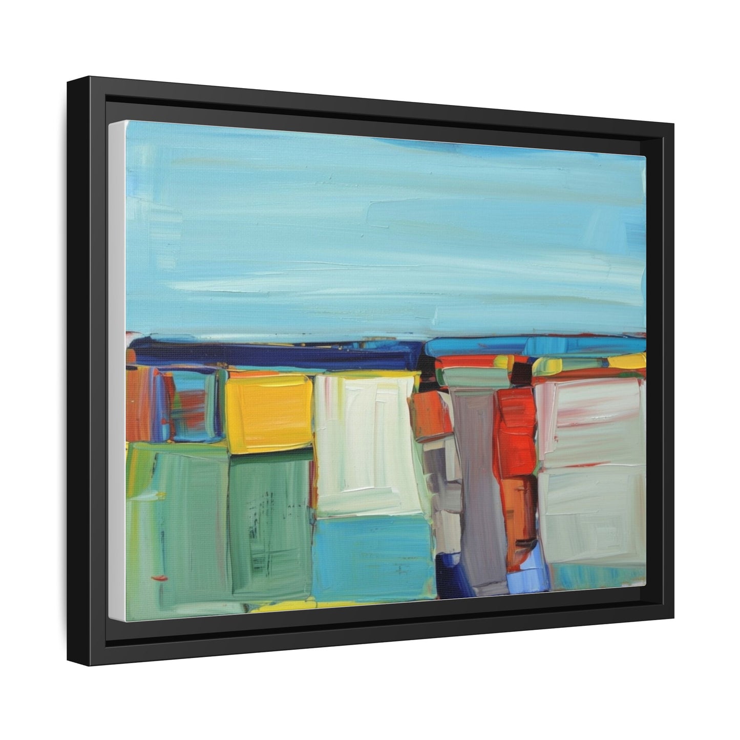 Abstract Coastal Blocks Matte Canvas Print (Framed)