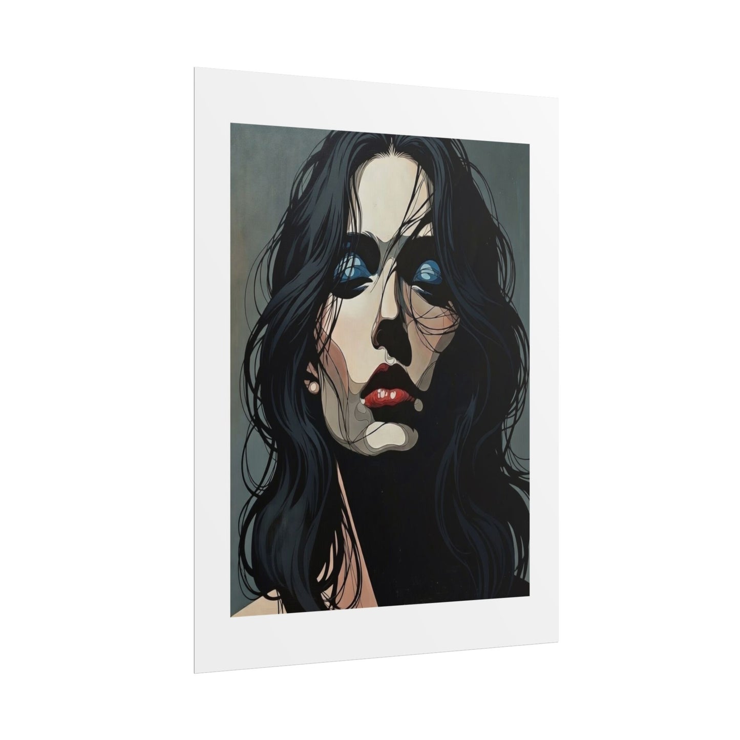 Rolled Poster — Moody Portrait Art Print (Dark Femme, Blue Eyeshadow)