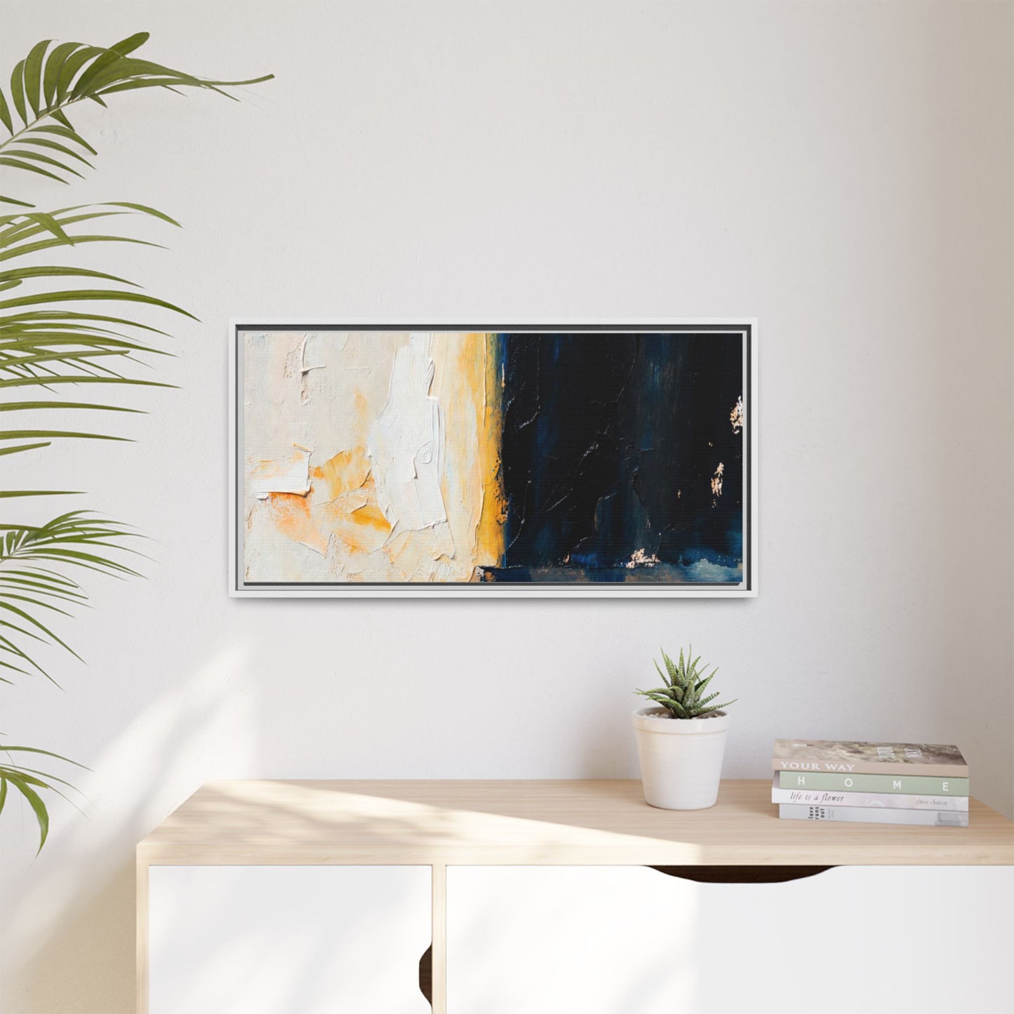 Abstract Coastal Texture Framed Canvas Art — Matte Multi-Color Wall Print
