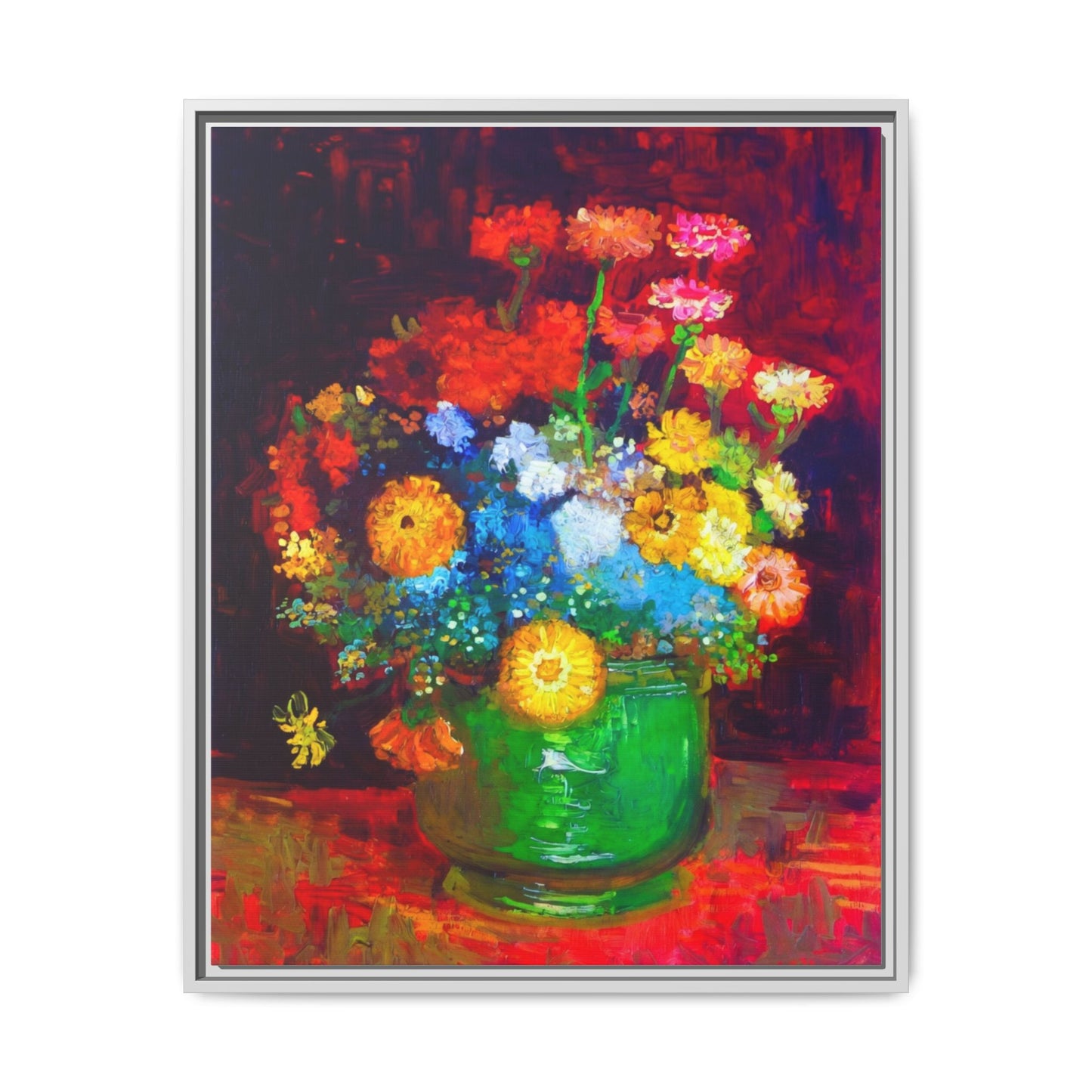 Framed Floral Canvas Print — Colorful Bouquet Wall Art