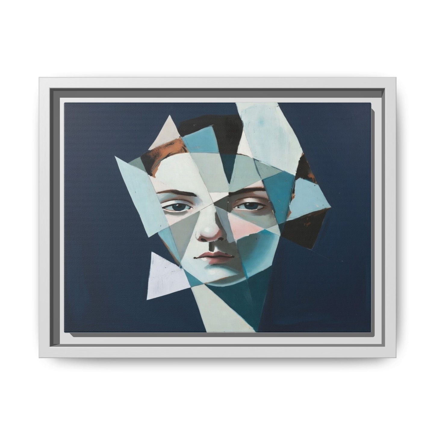 Abstract Fragmented Portrait Matte Canvas (Framed)