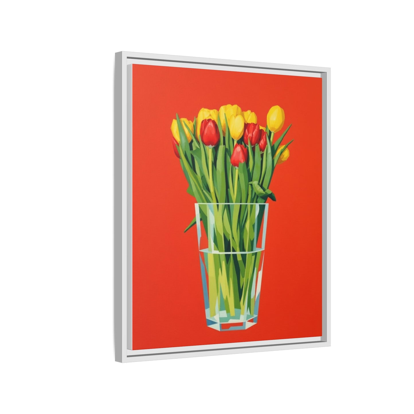 Framed Tulip Bouquet Matte Canvas Art — Vibrant Red Floral Wall Print